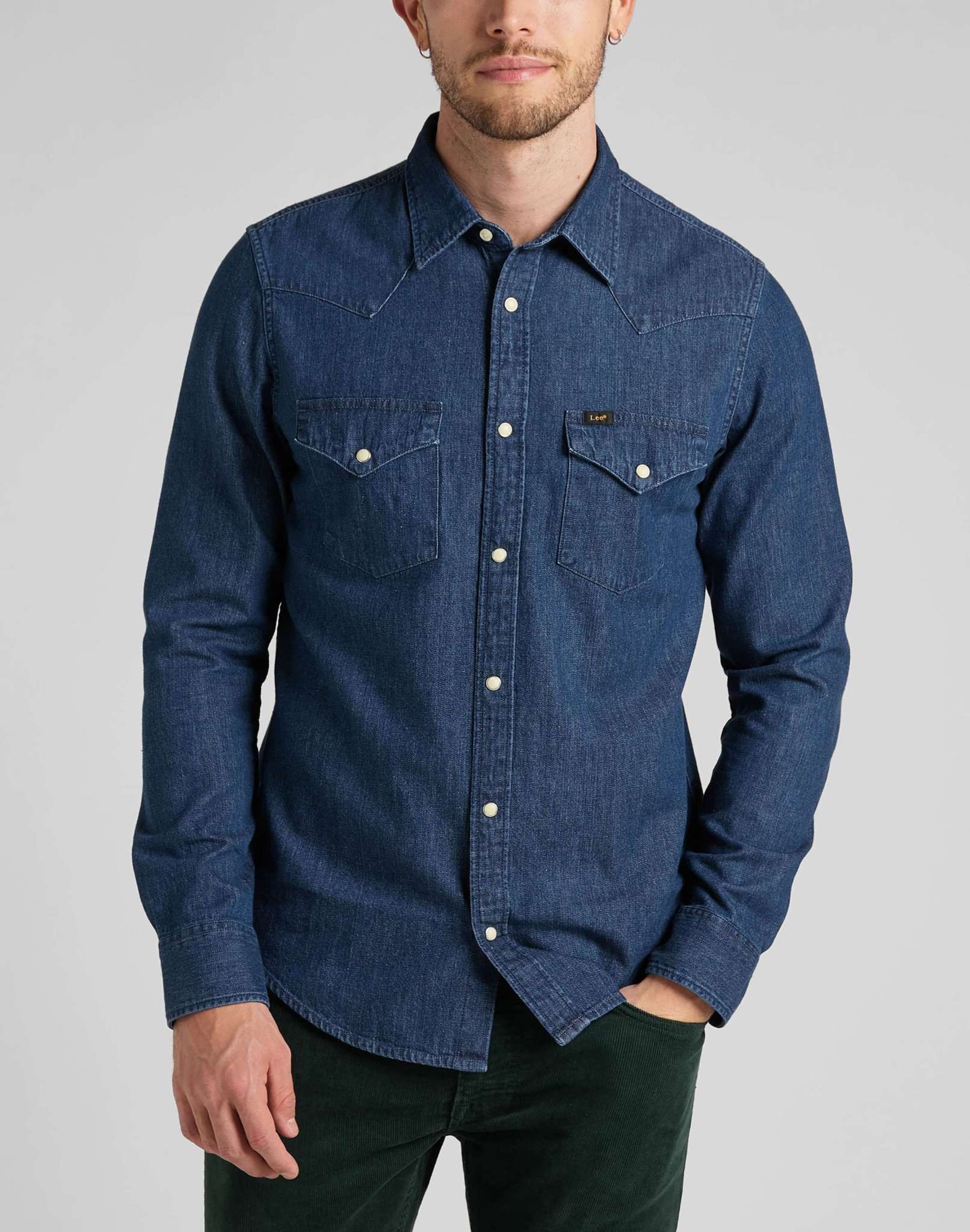 Regular Western Shirt in Mid Stone Chemises Lee   