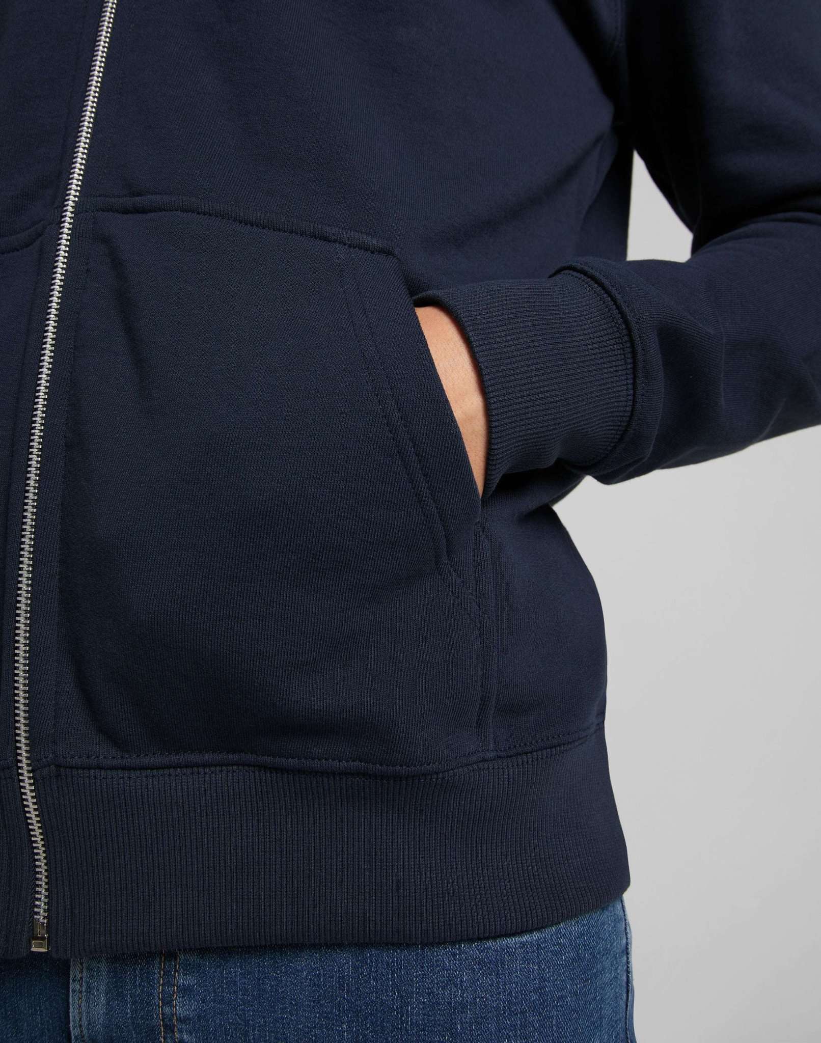 Basic Zip Through Hoodie in Navy Vestes à capuche Lee   