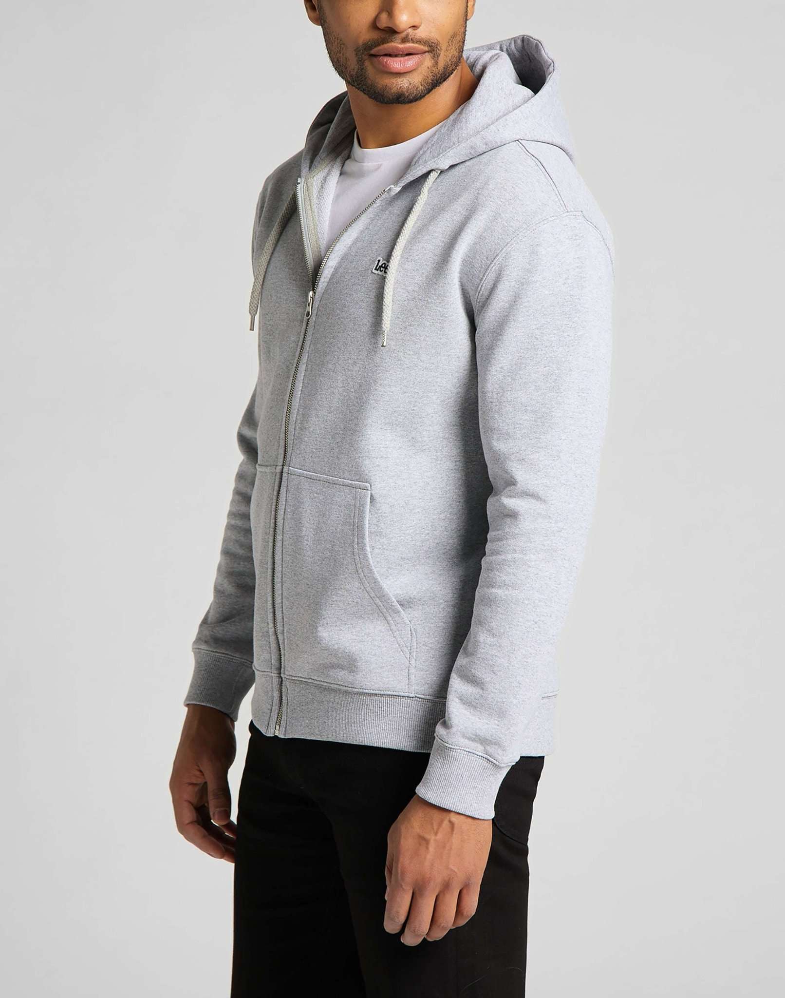 Basic Zip Through Hoodie in Grey Melange Vestes à capuche Lee   