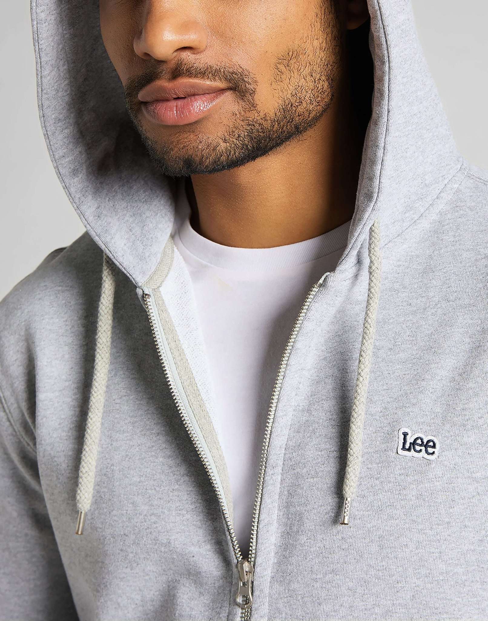 Basic Zip Through Hoodie in Grey Melange Vestes à capuche Lee   