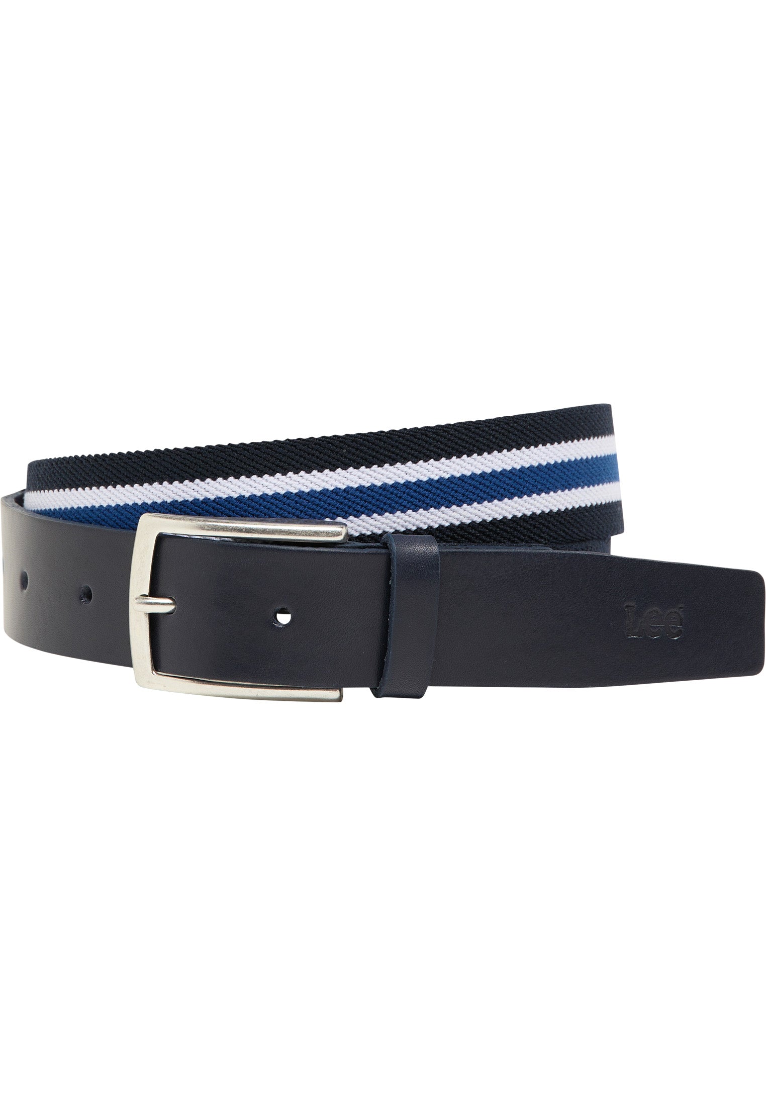 Striped Webbing Belt in Sky Captain Ceinture Lee   