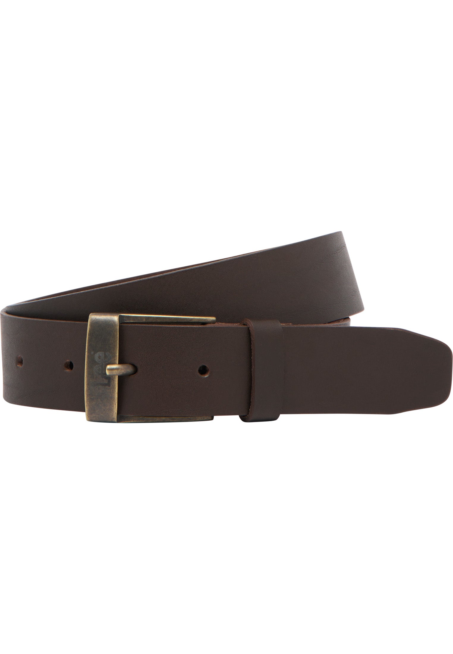 Leather Belt Logo Buckle dans la ceinture Dark Brown Lee   