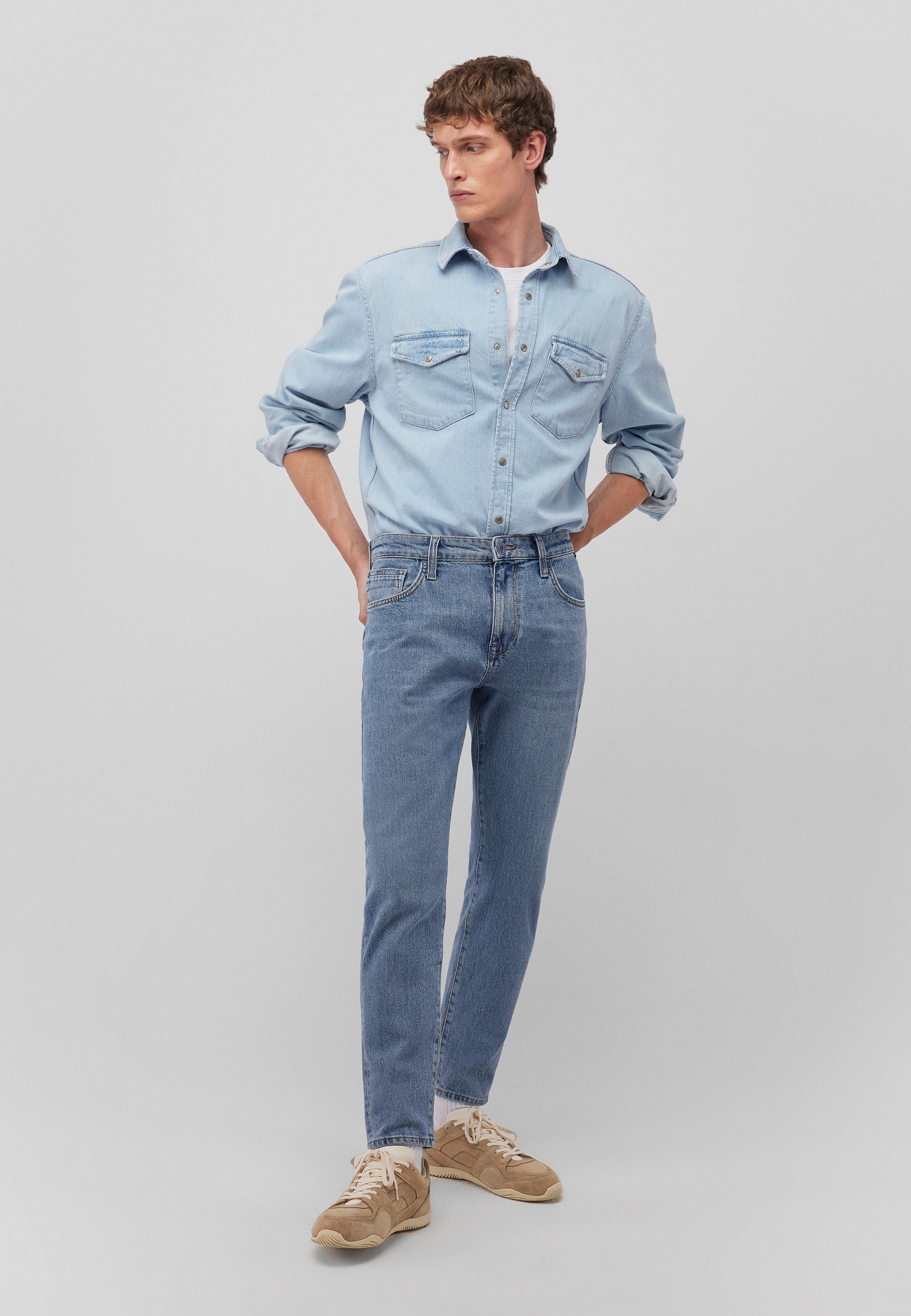 Ted in Lt Blue Denim Chemises Mavi