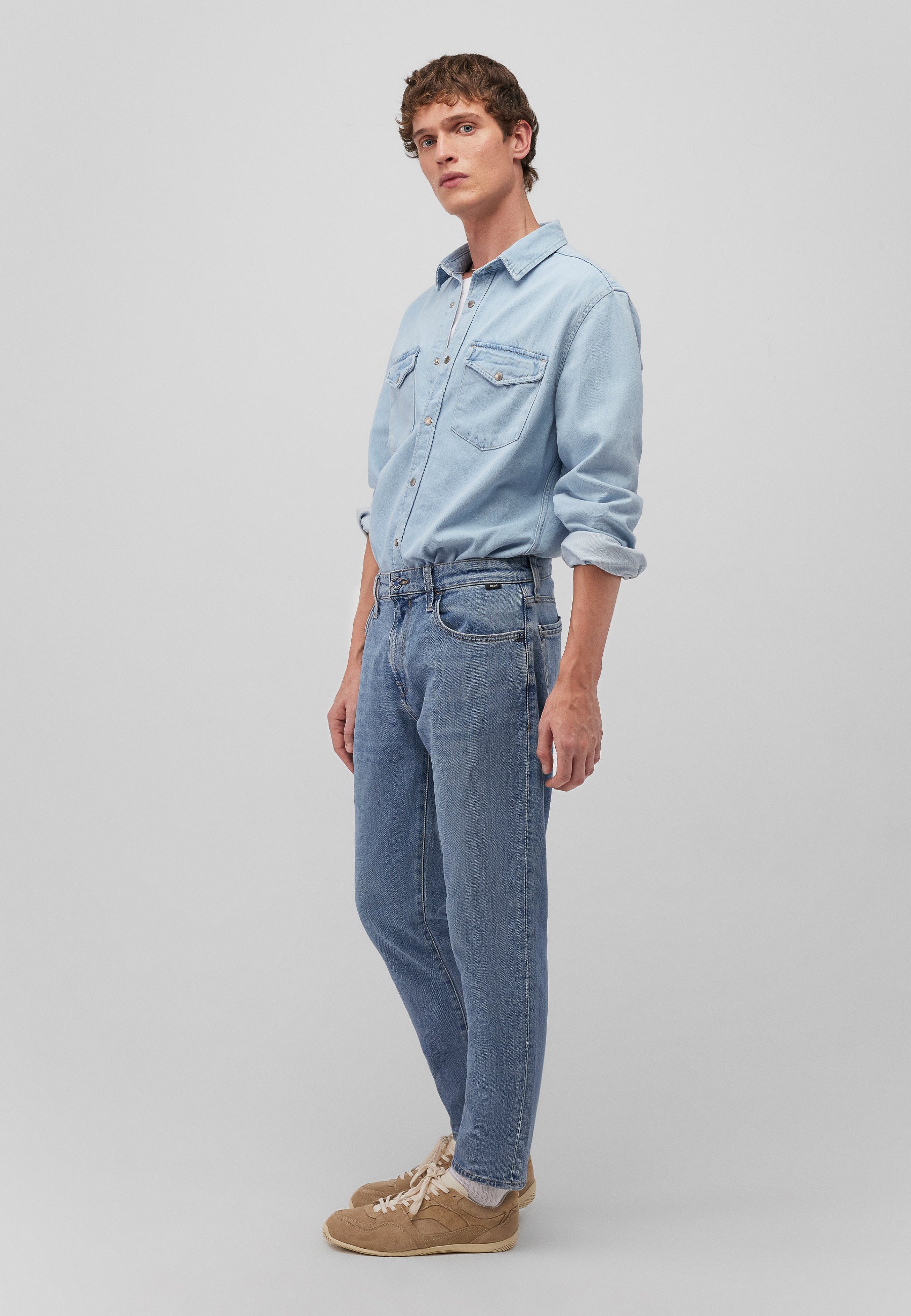 Ted in Lt Blue Denim Chemises Mavi