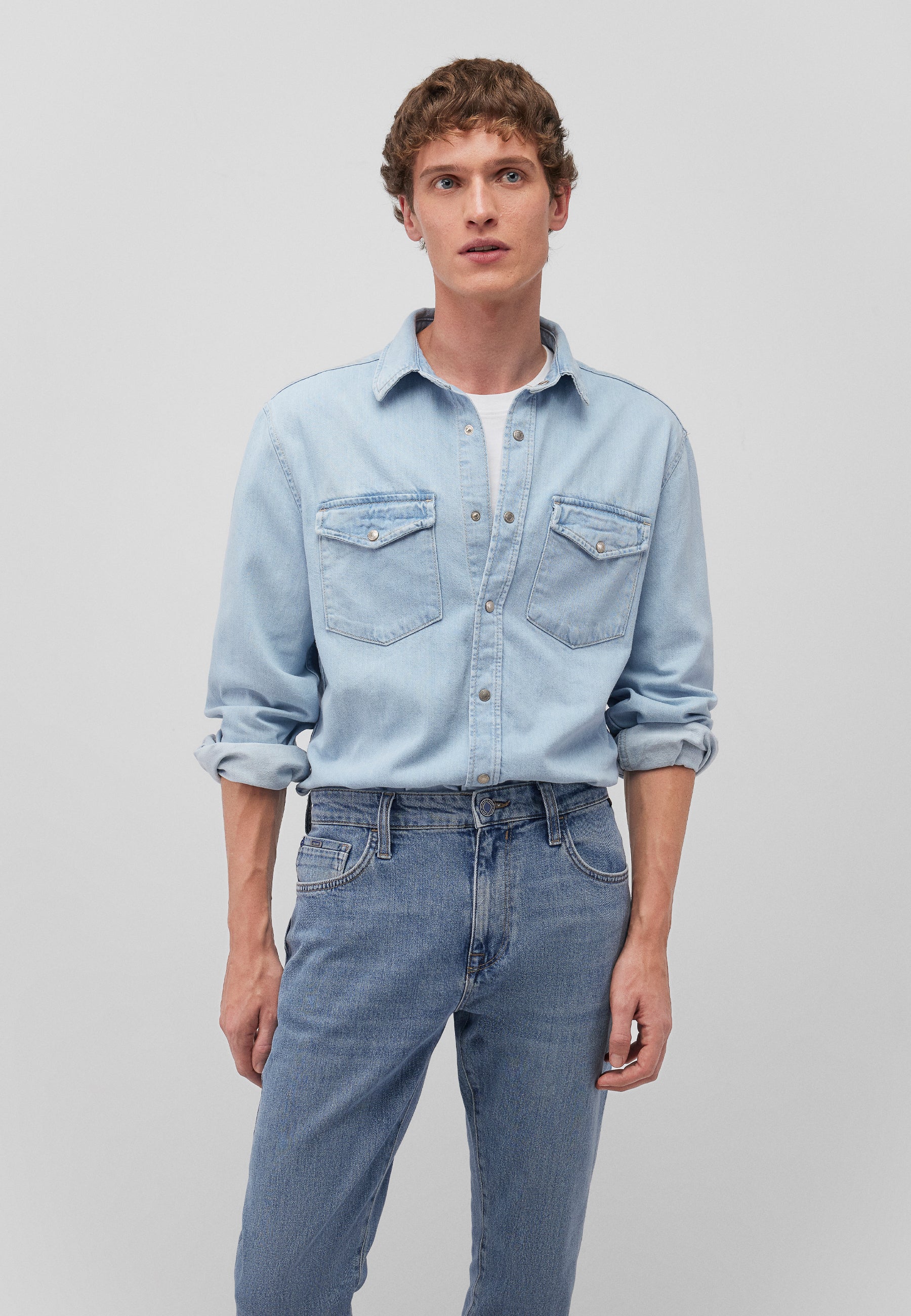 Ted in Lt Blue Denim Chemises Mavi