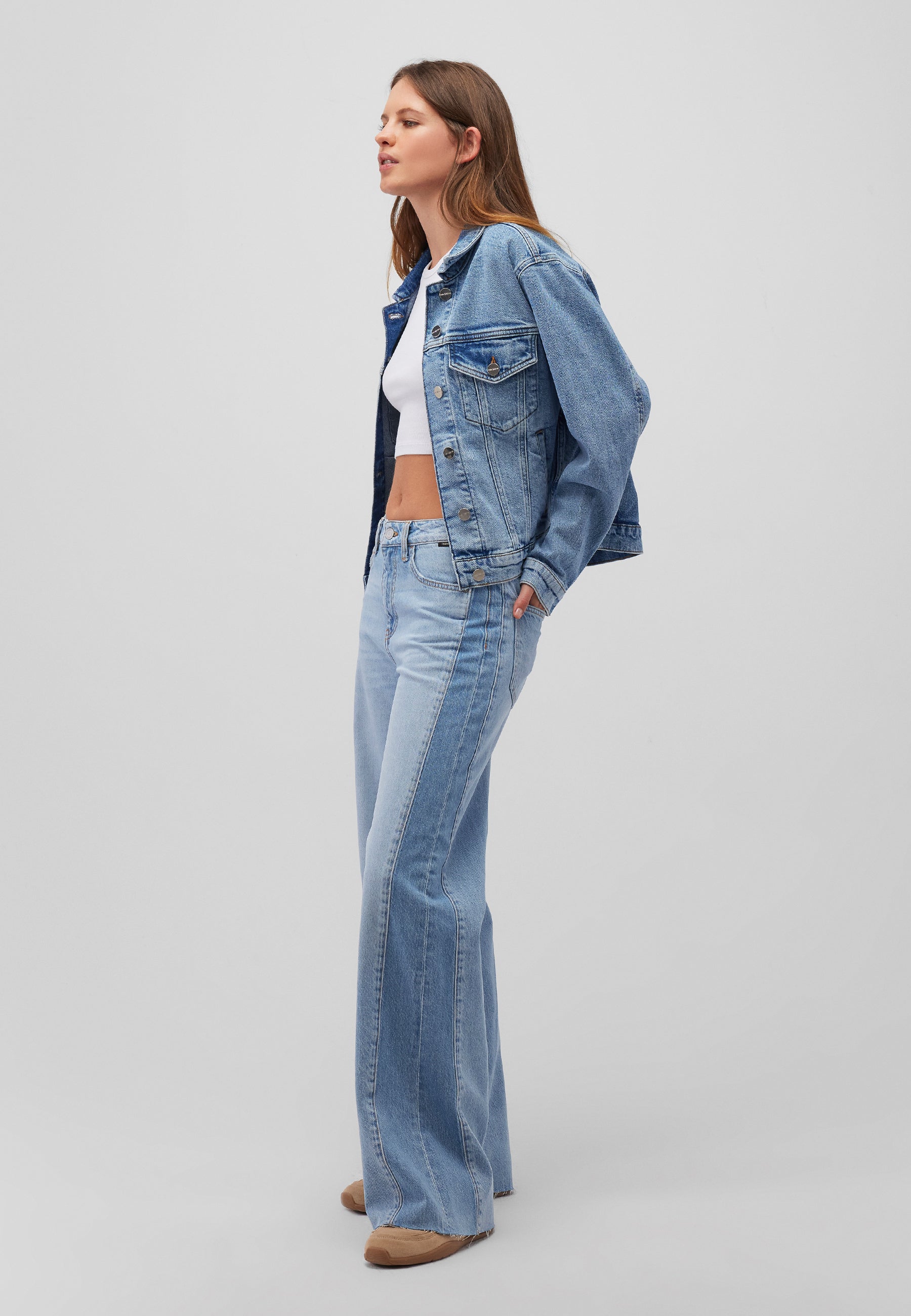 Malibu en denim Blocking Jeans Mavi