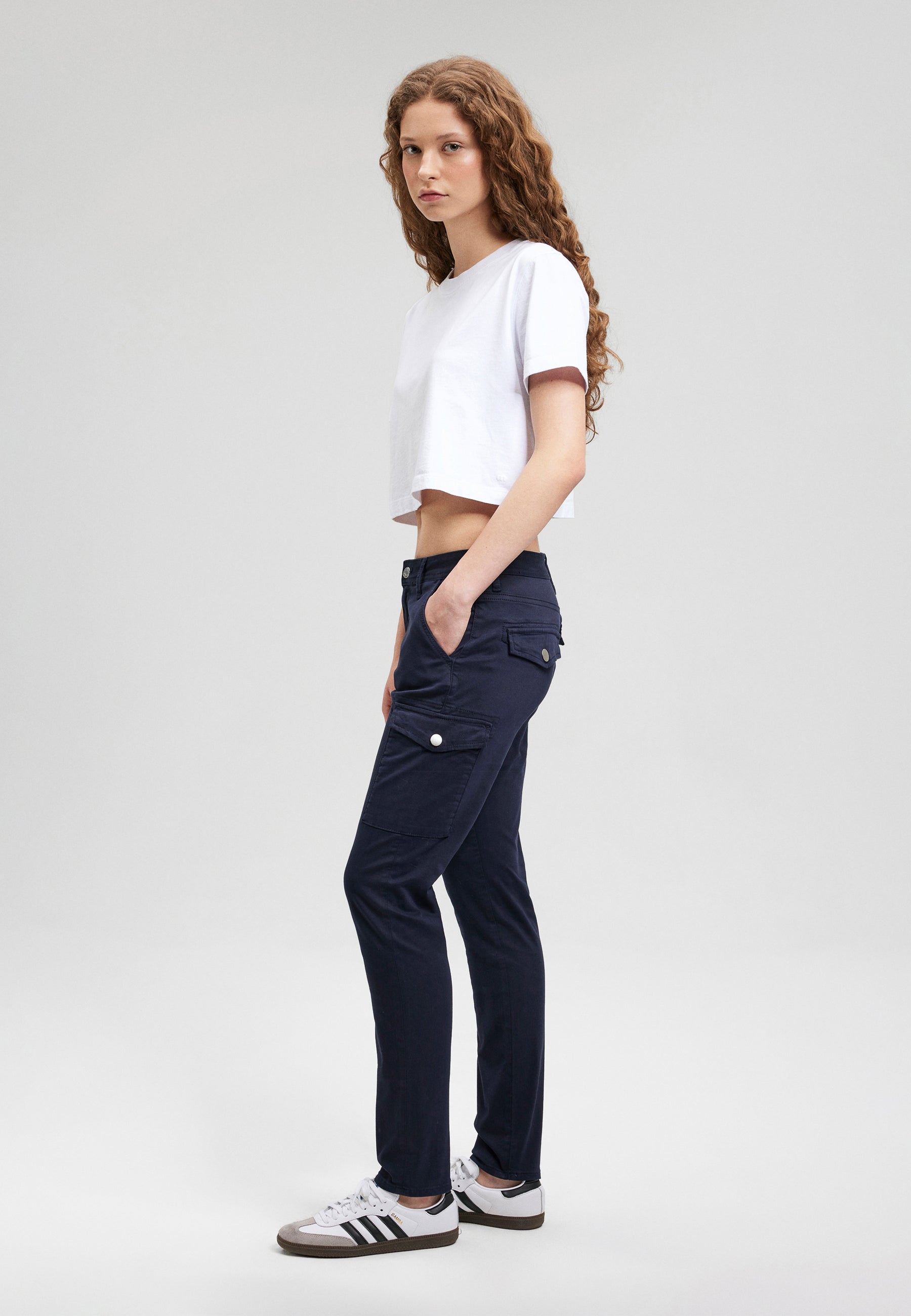 Luzi in Navy Blazer Sateen Pantalon Mavi   