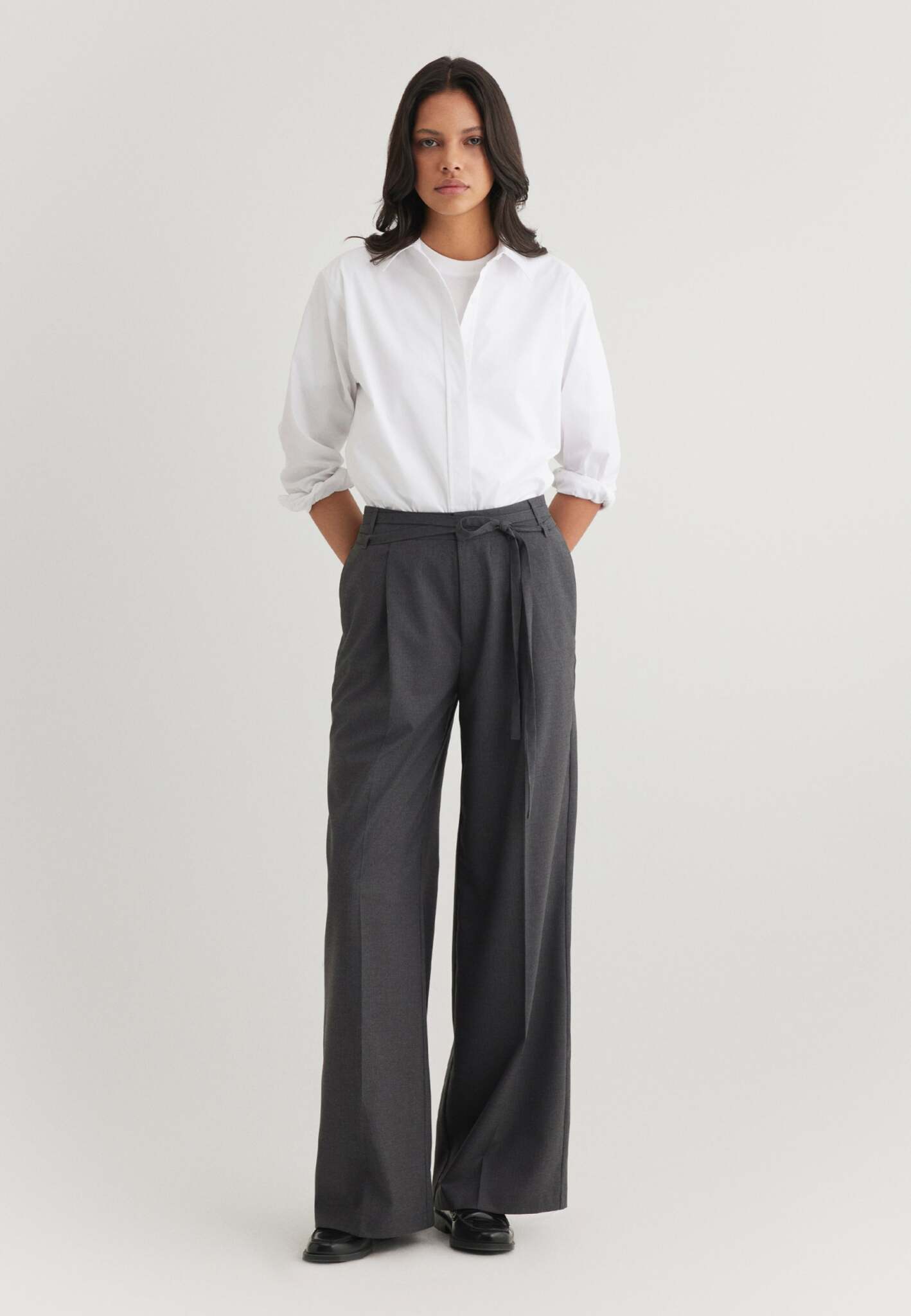 Woven Pants Belt in Antrasit Pin Stripe Pantalon Mavi