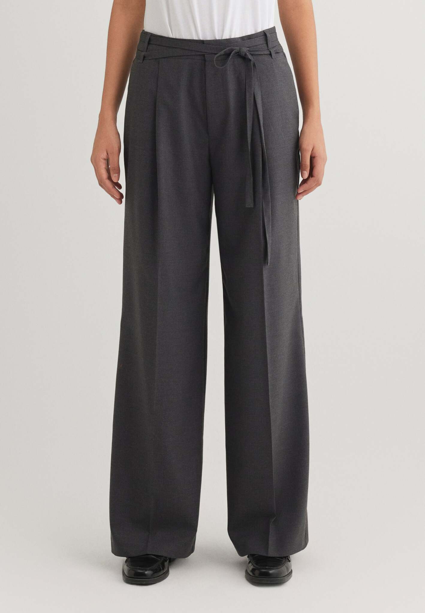 Woven Pants Belt in Antrasit Pin Stripe Pantalon Mavi