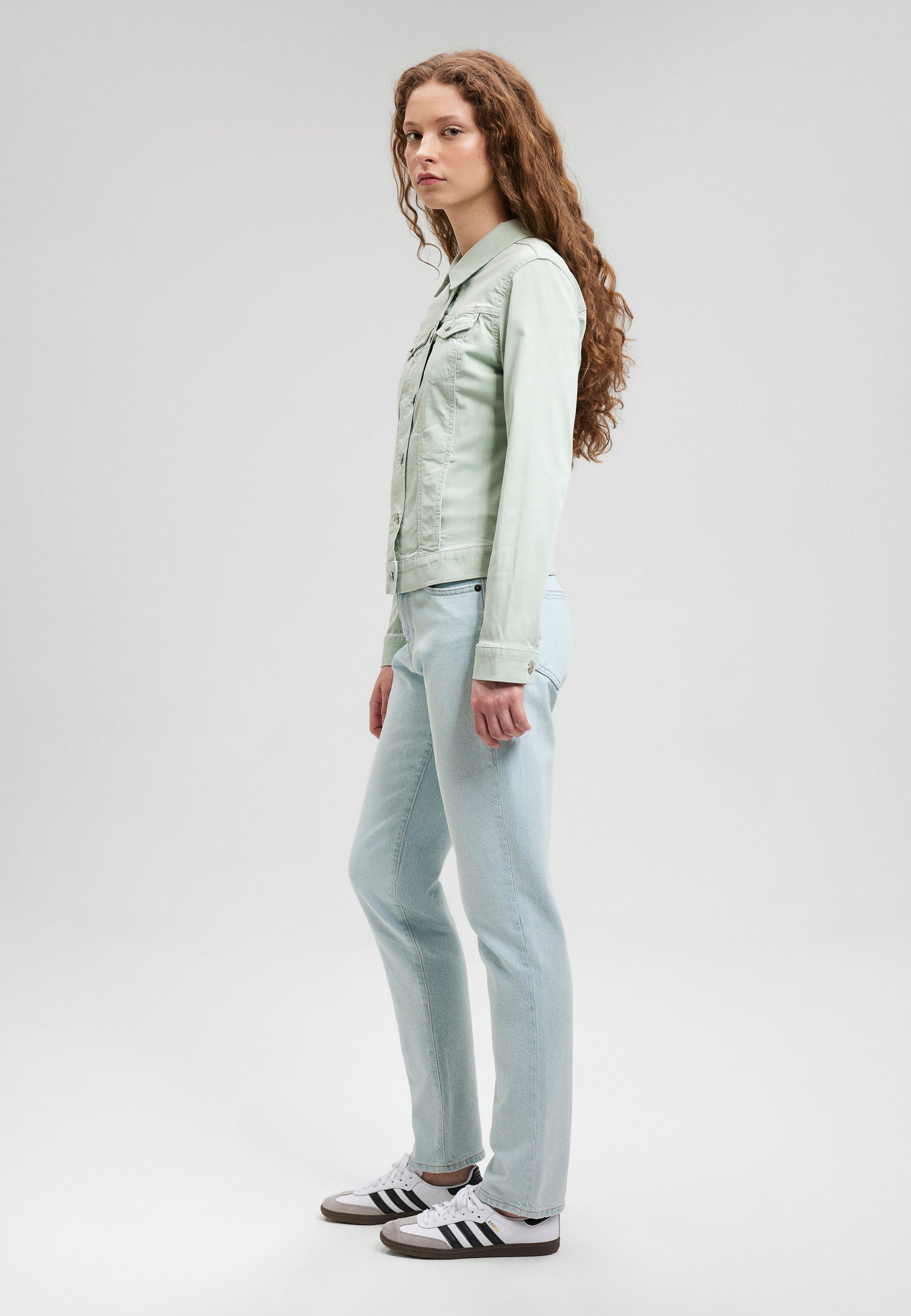 Daisy in Jadeite Sateen Vestes Mavi   