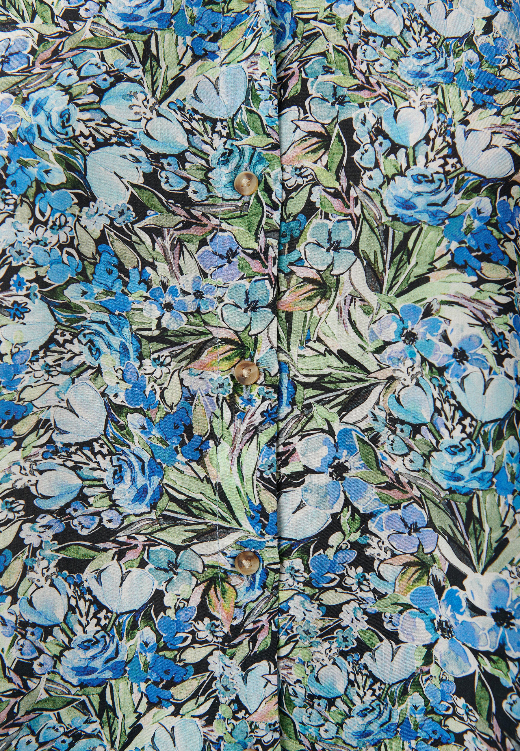 Short Sleeve Shirt in Blue Garden Print Chemises Mavi   