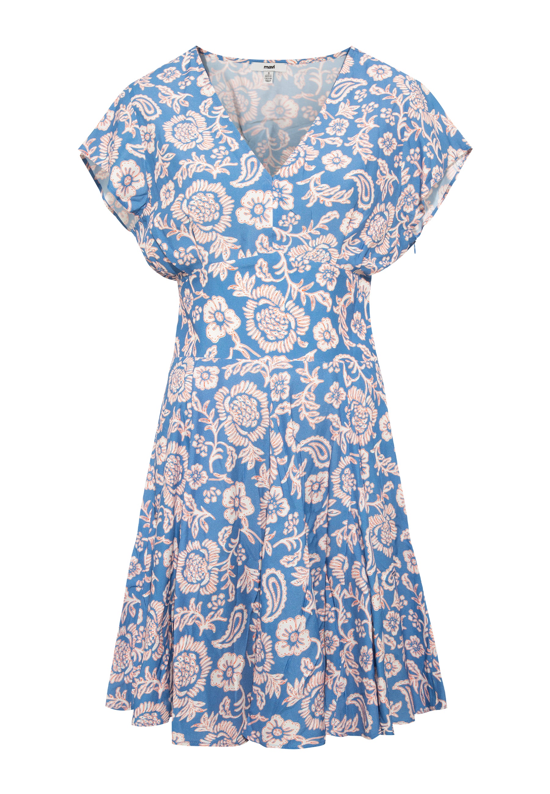 Mini Woven Dress in Blue Paisley Print Robes Mavi   