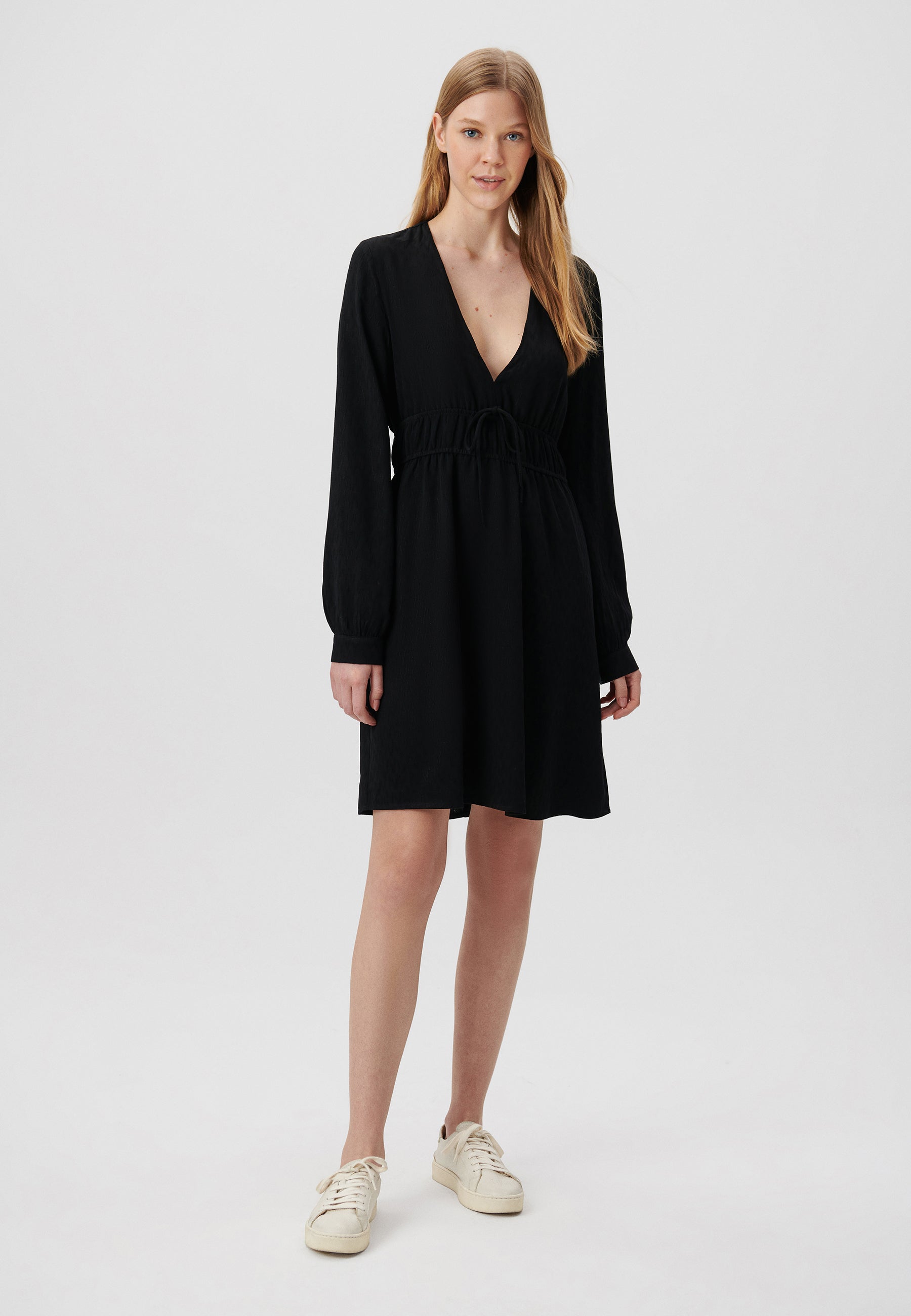 Mini Woven Dress in Black Robes Mavi   