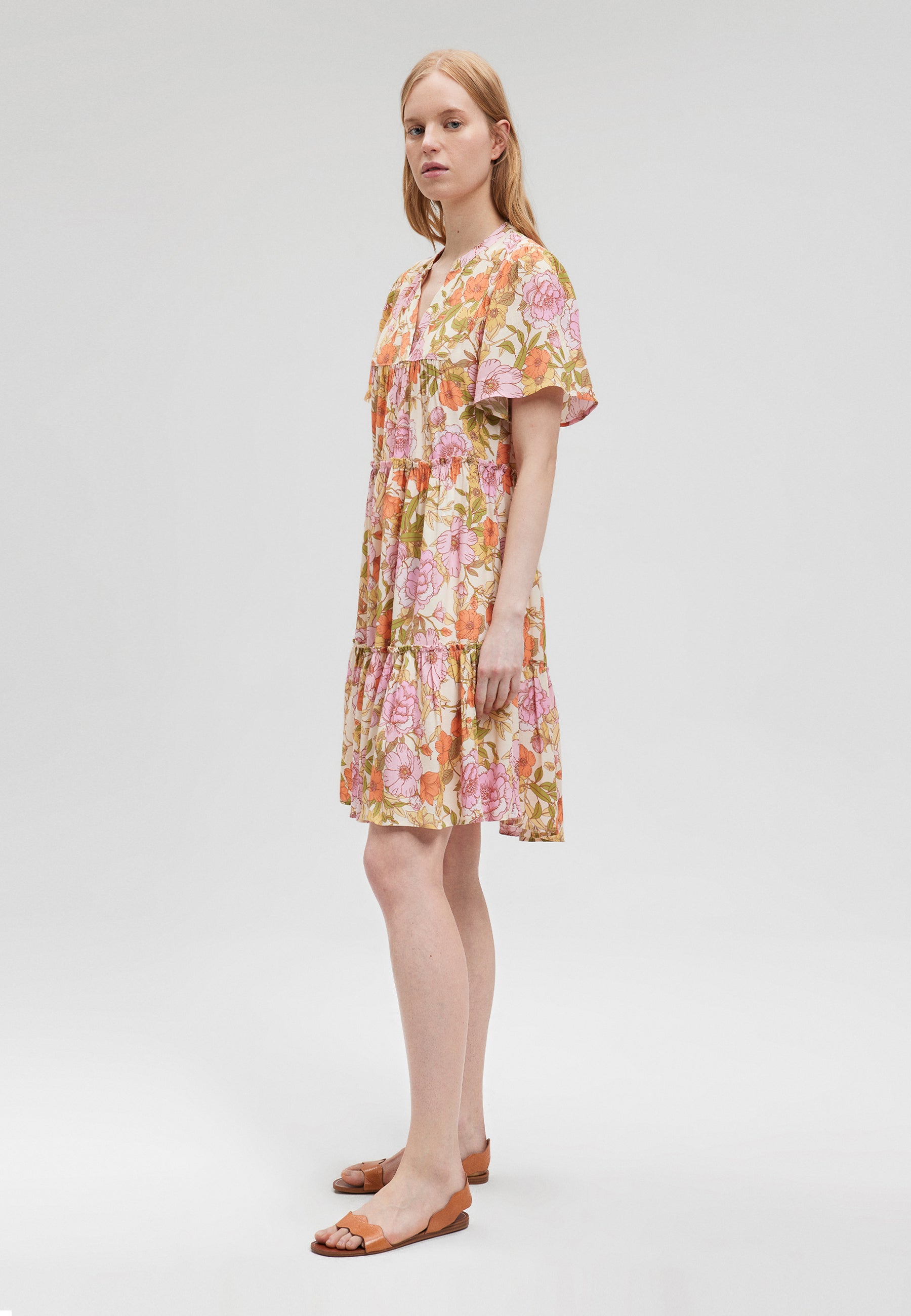 Easy Mini Dress in Rose Print Robes Mavi   