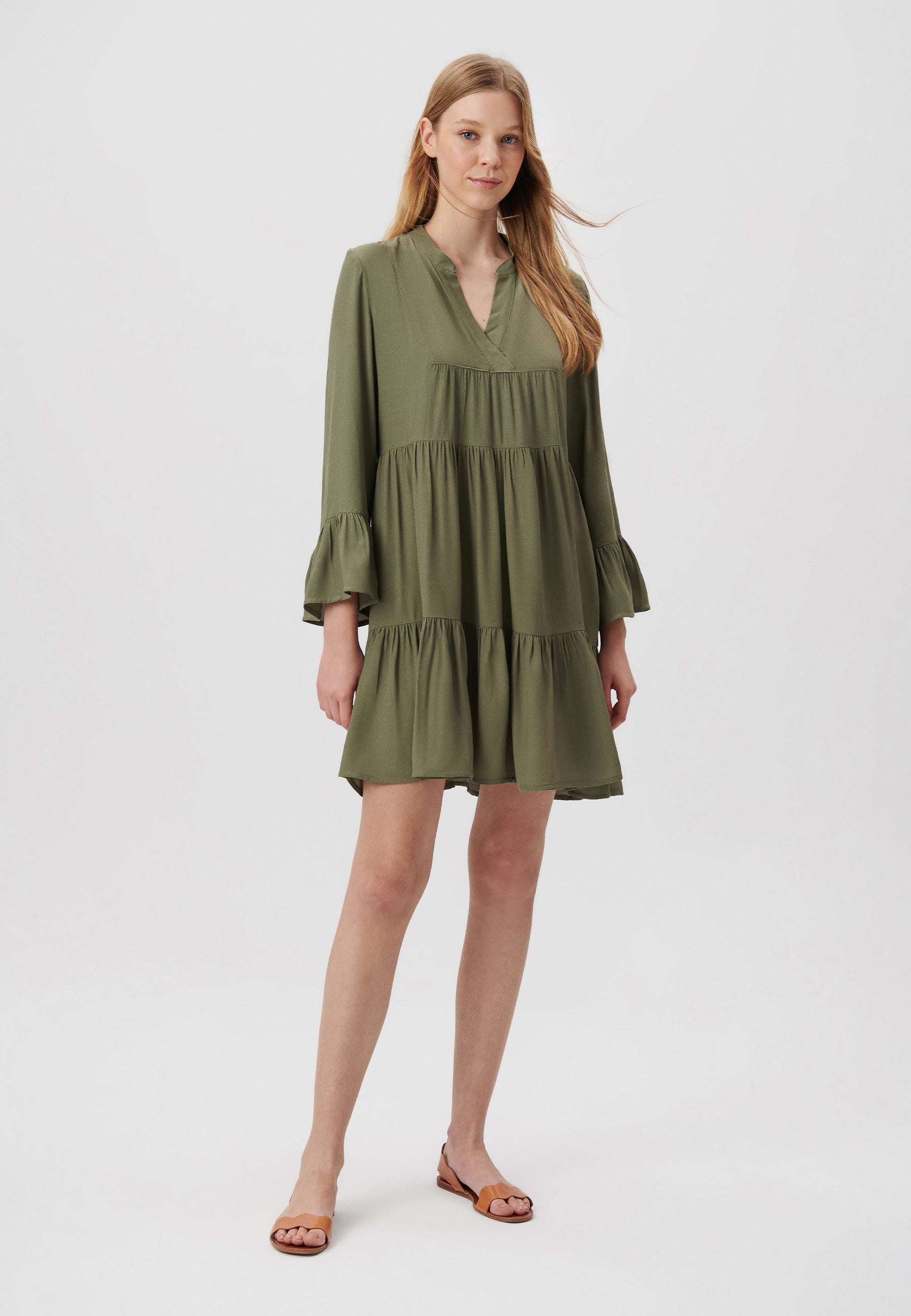 Woven Dress in Tea Leaf Robes Mavi   