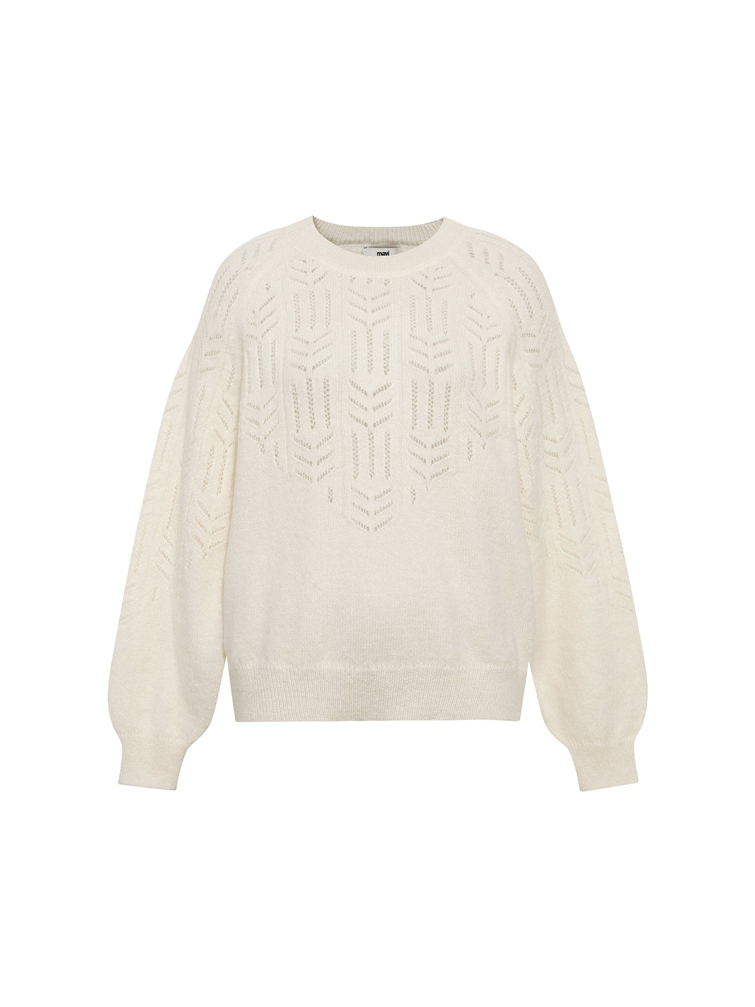 Crew Neck Sweater in Antique White Pullover Mavi   