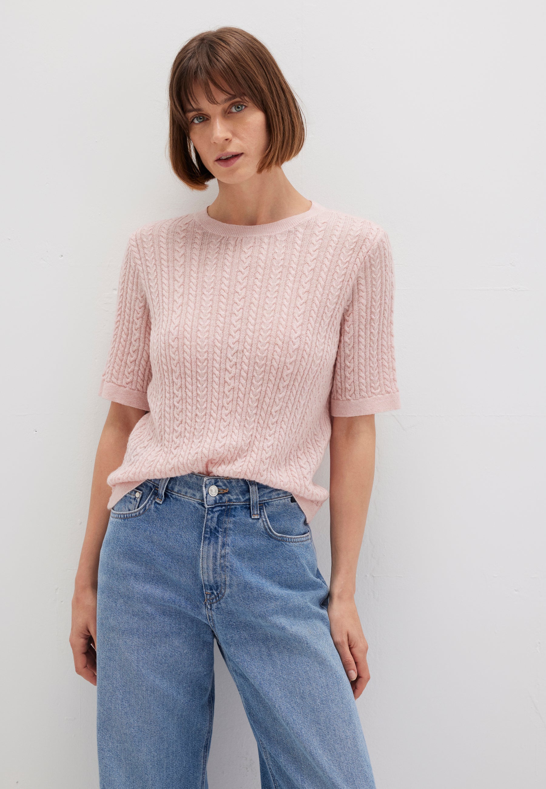 Tricot à manches courtes en Lotus Melange Pull Mavi