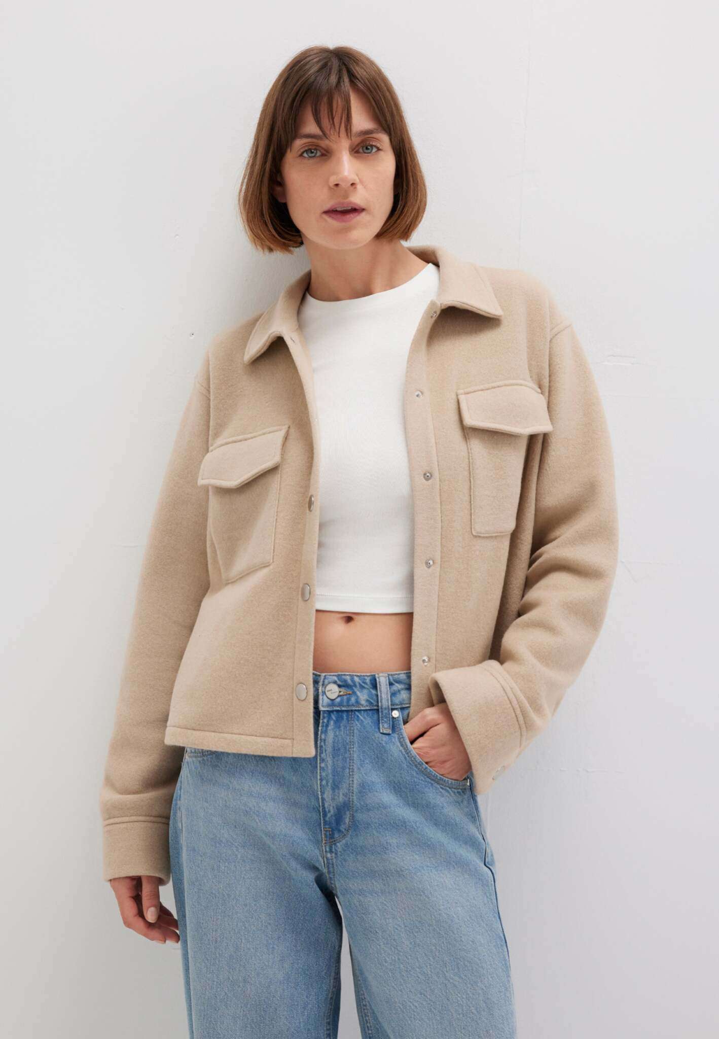 Sweatshirt Button in Cobblestone Melange Vestes Mavi