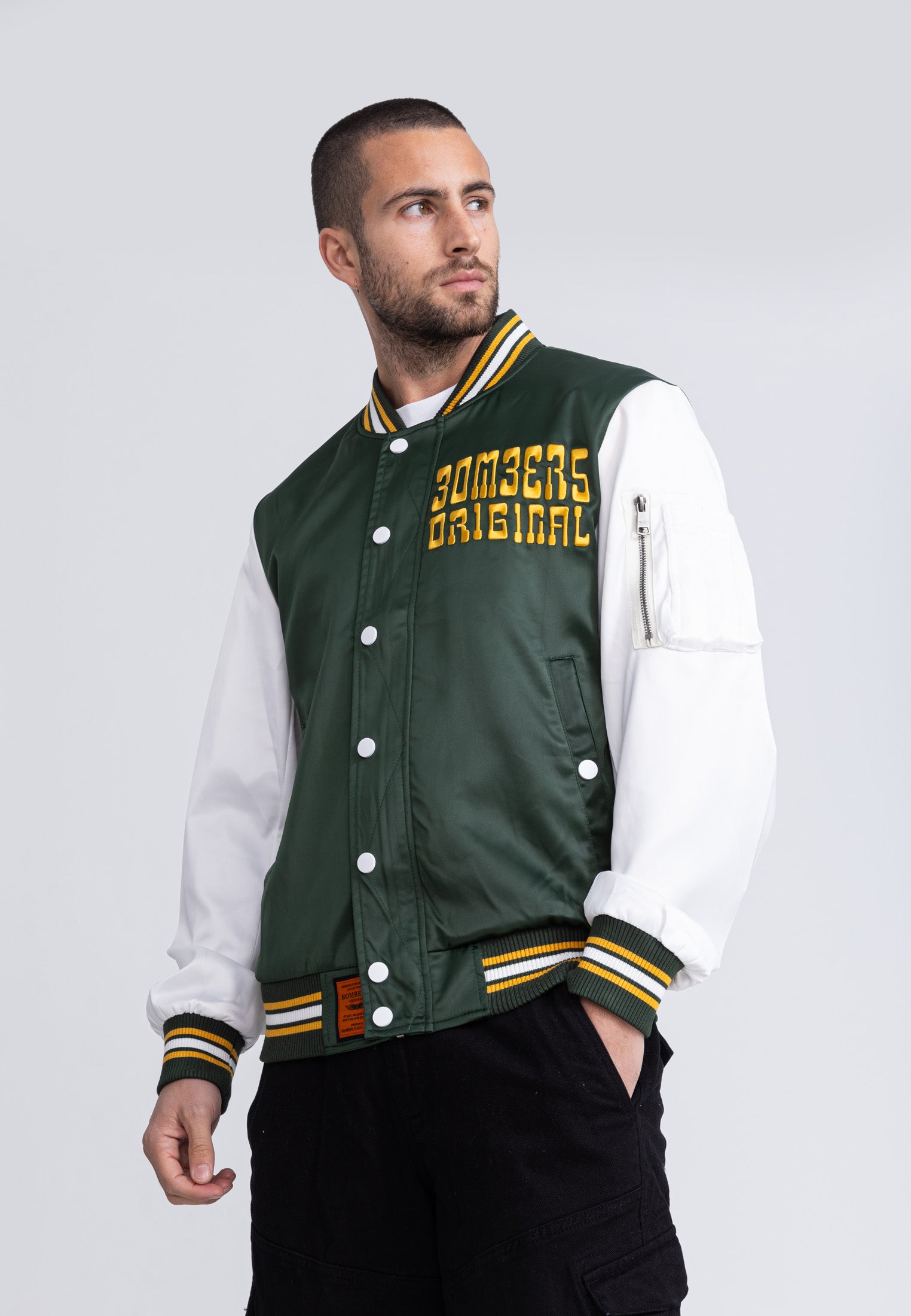 March M Bombers in Green/White Vestes Bombers Original   