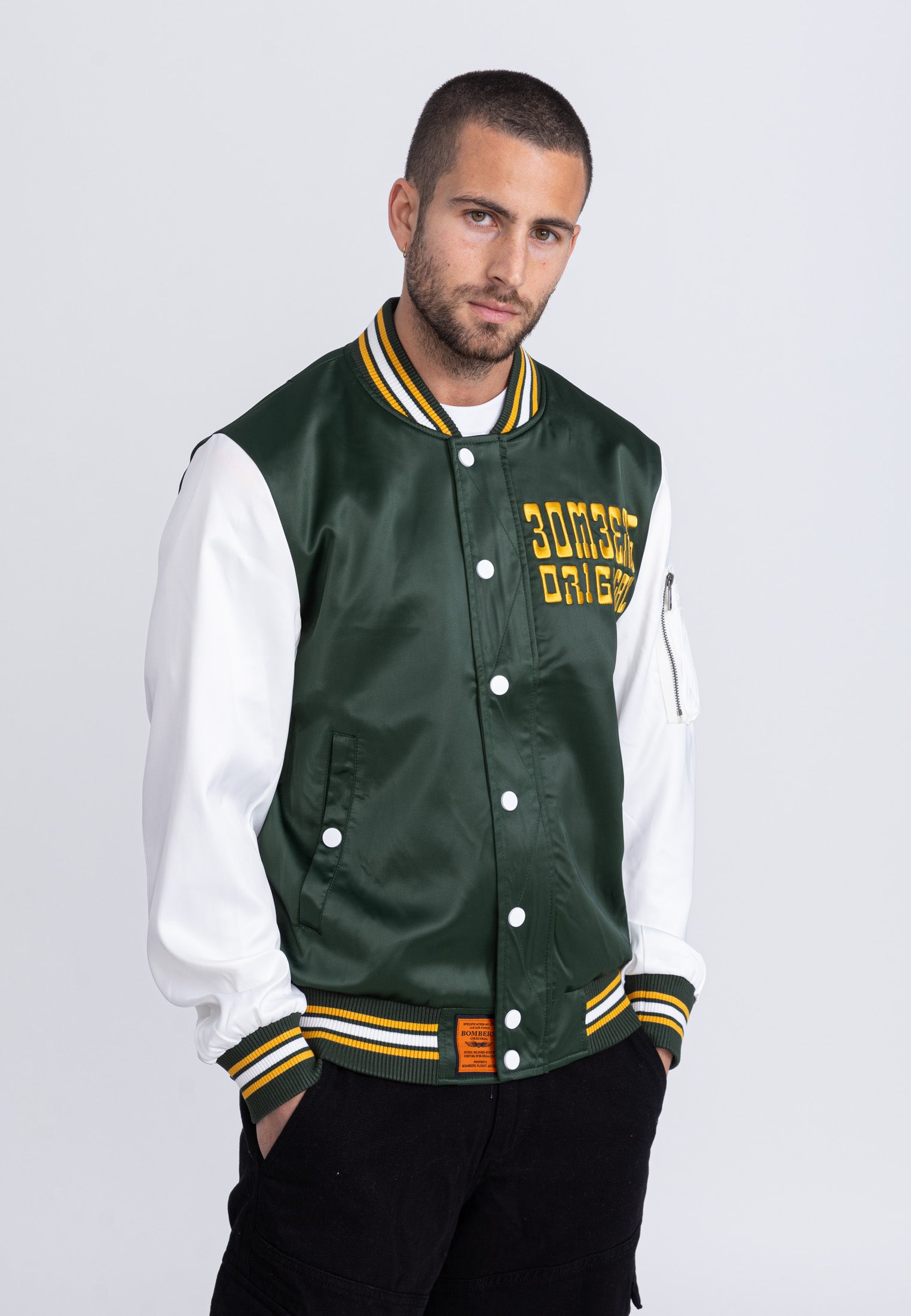 March M Bombers in Green/White Vestes Bombers Original   