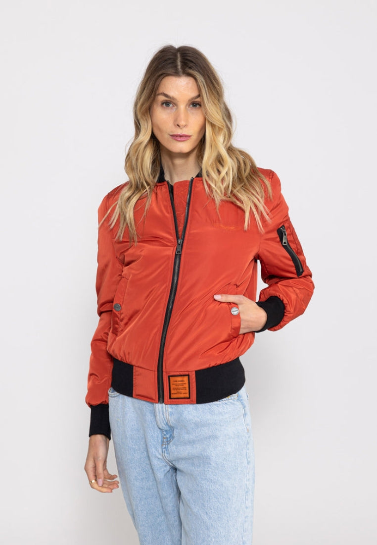 Max W Bomber Jacket in Red Rust Vestes Bombers Original   