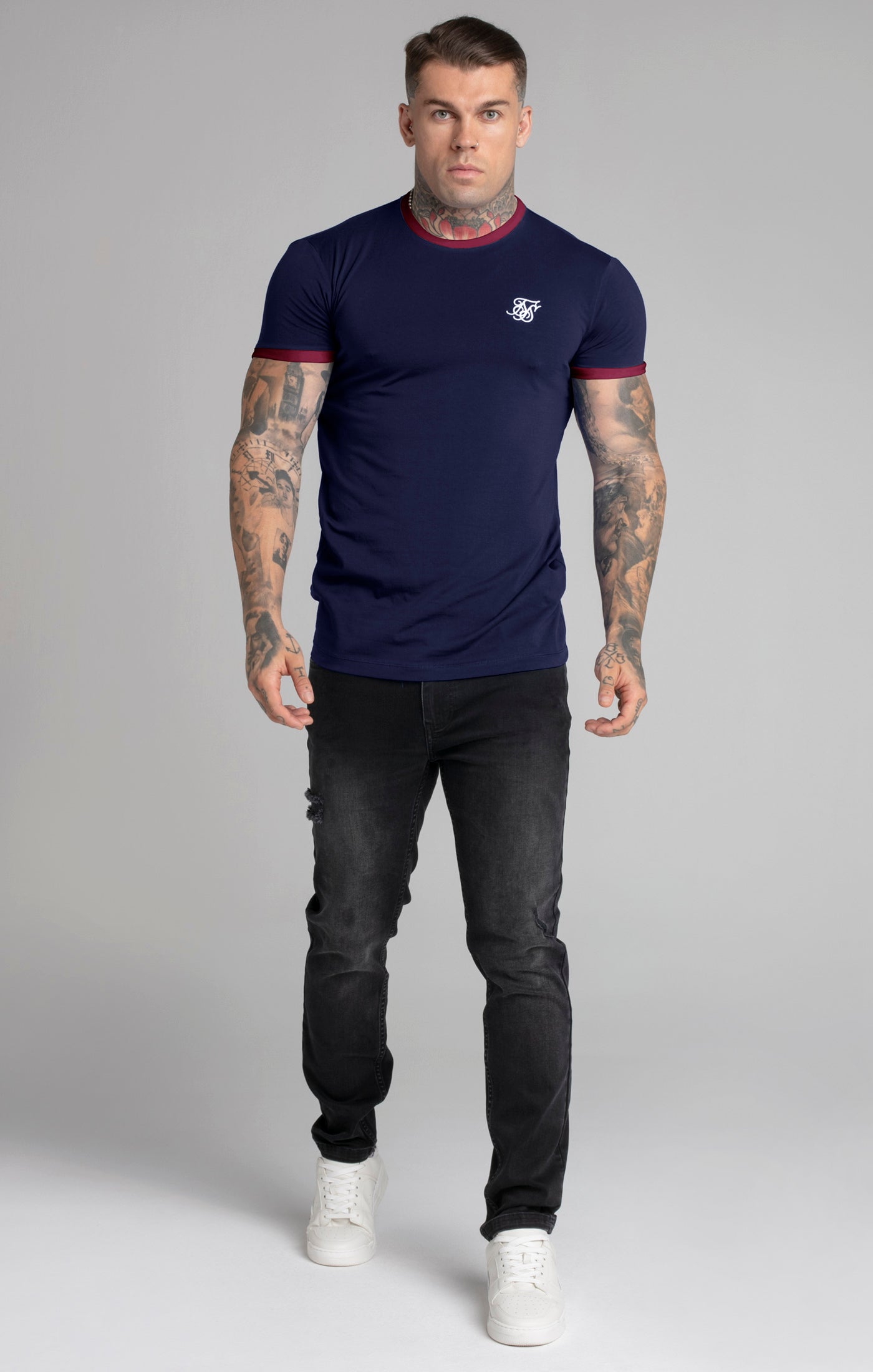 Short Sleeve Ringer T-shirt in Navy T-shirts SikSilk   