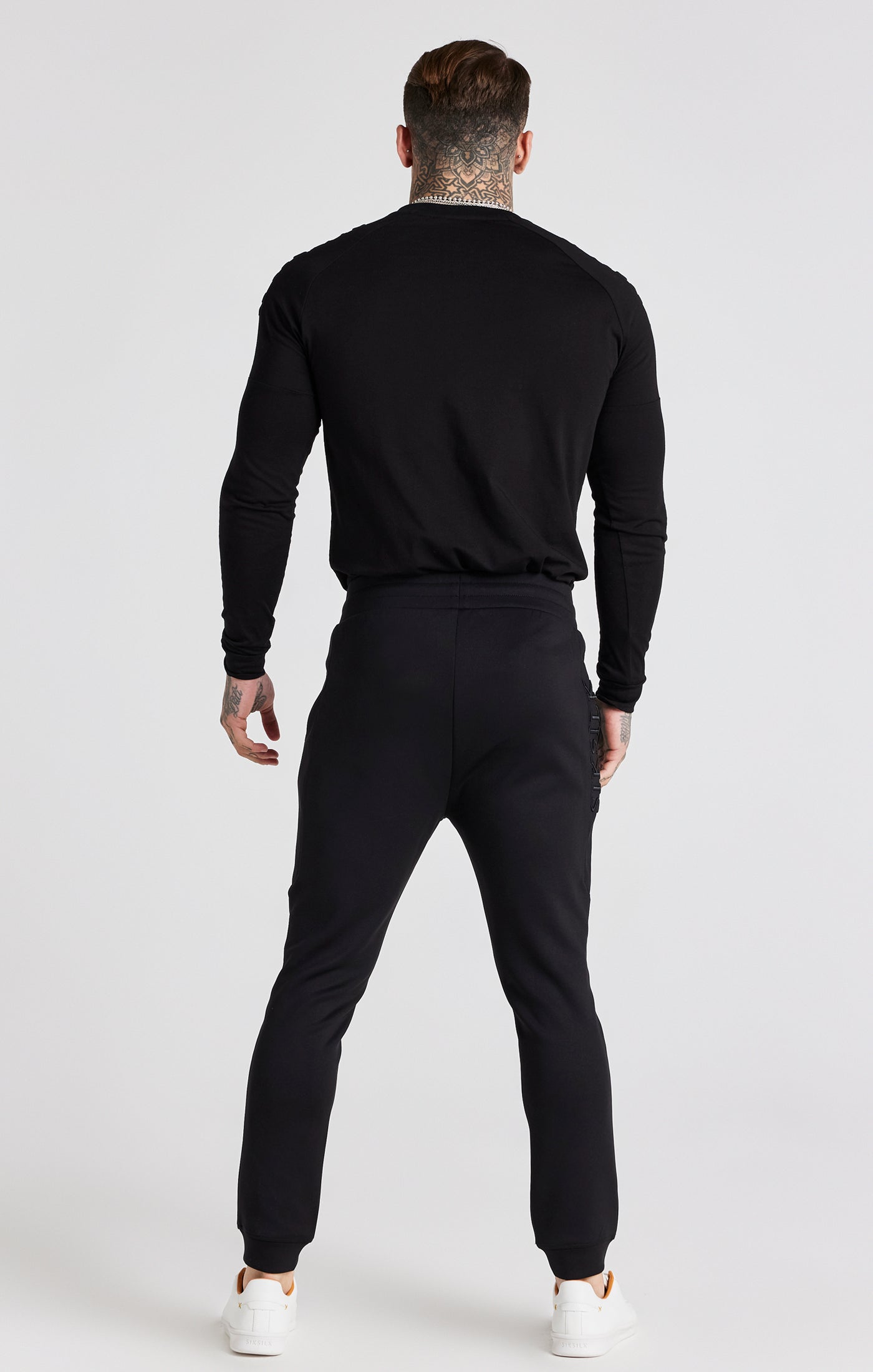 Panel Muscle Fit Longsleeve Shirt in Black T-shirts SikSilk   