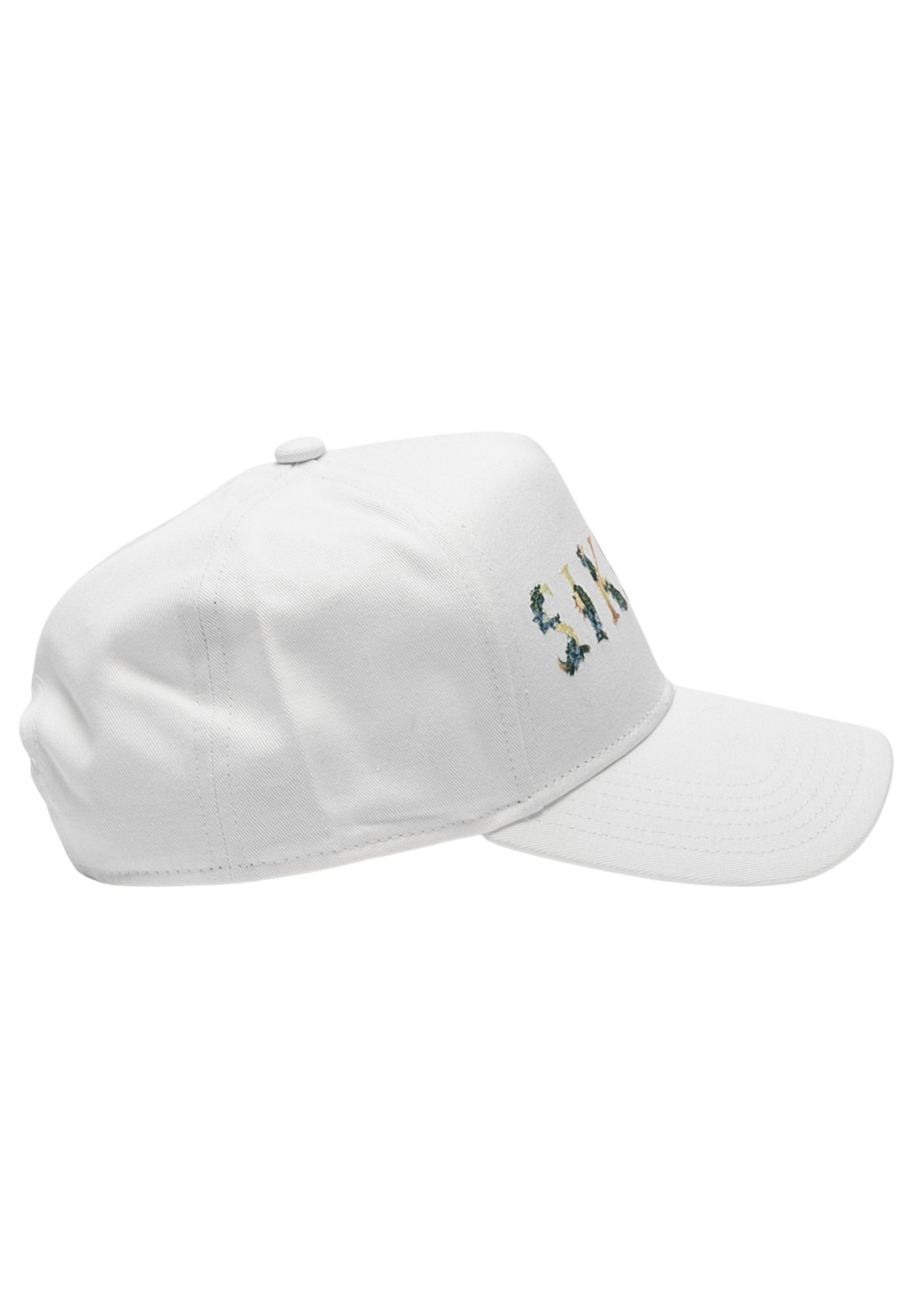 Casquette de camionneur à broderie florale en casquettes blanches SikSilk   