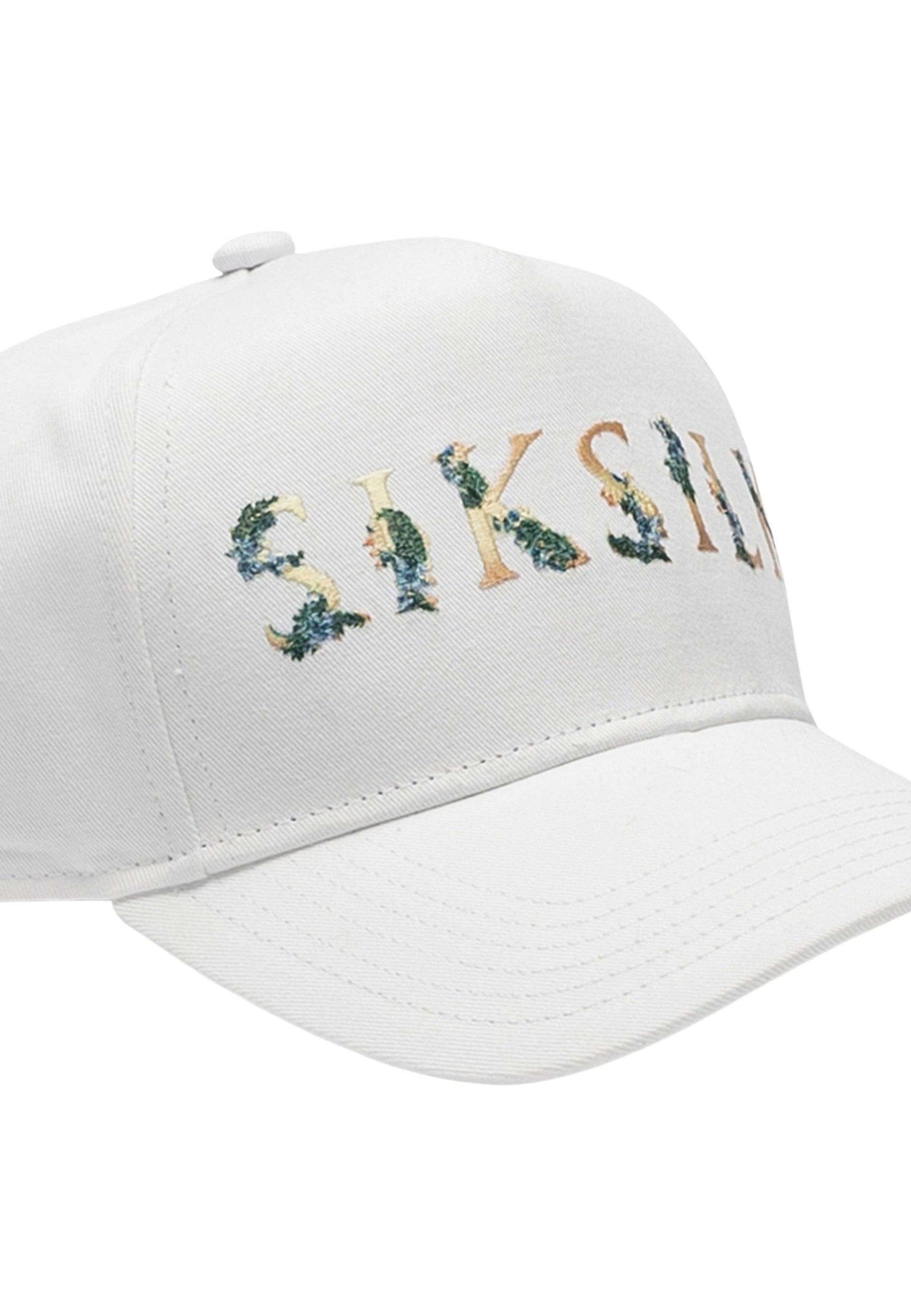 Casquette de camionneur à broderie florale en casquettes blanches SikSilk   