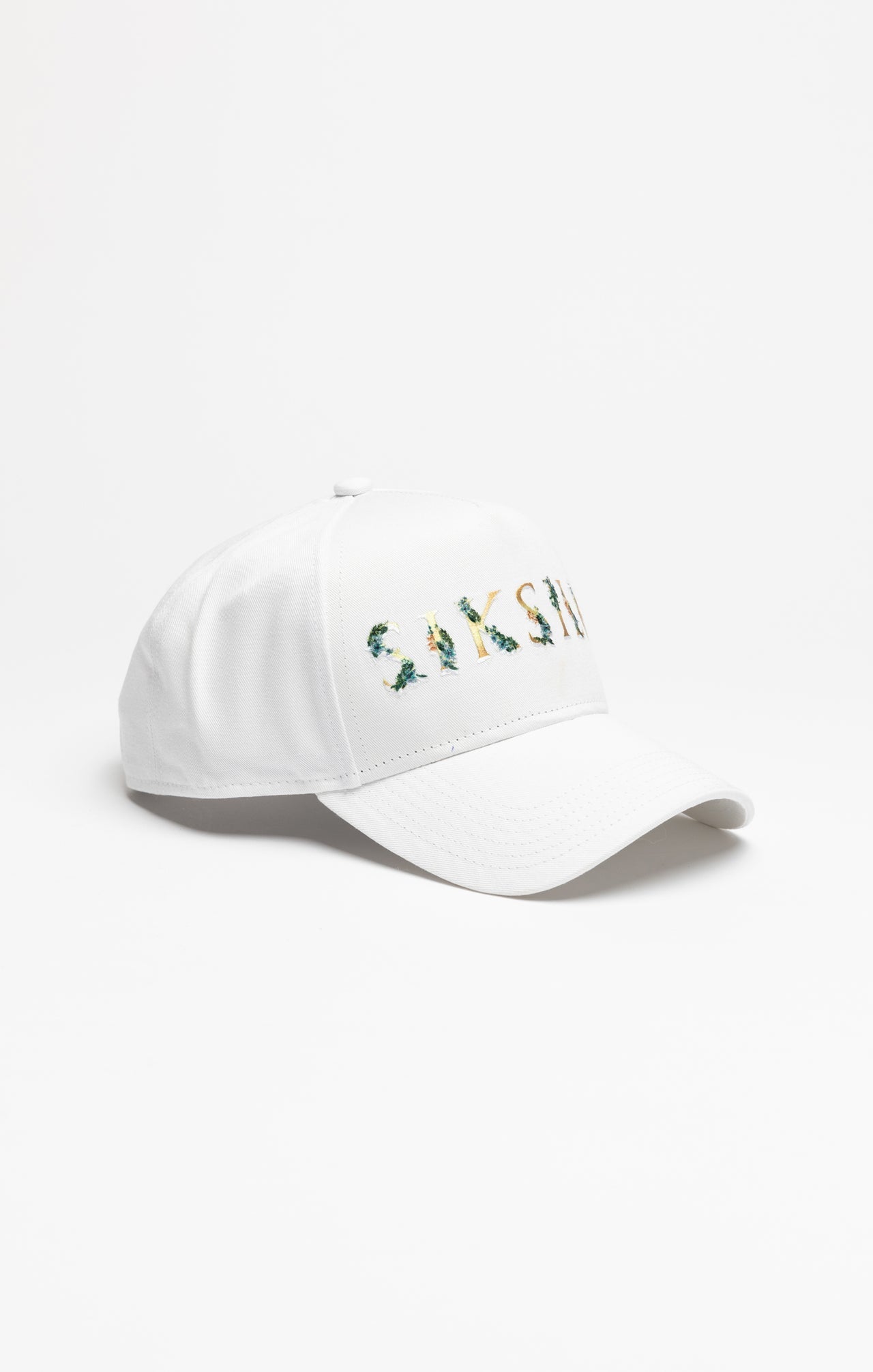 Casquette de camionneur à broderie florale en casquettes blanches SikSilk   