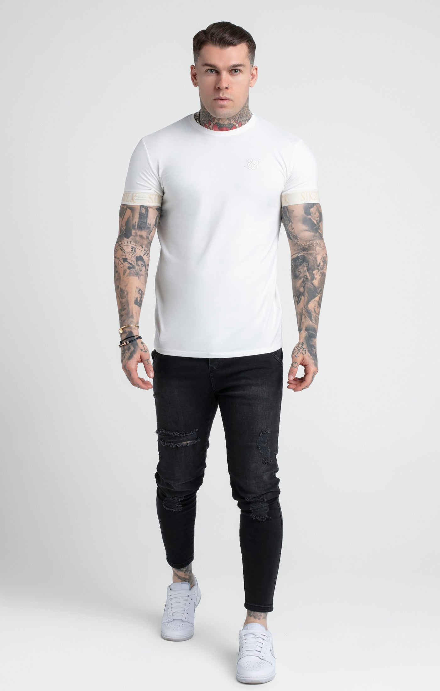 T-shirt Elastic Cuff en écru T-shirts SikSilk   