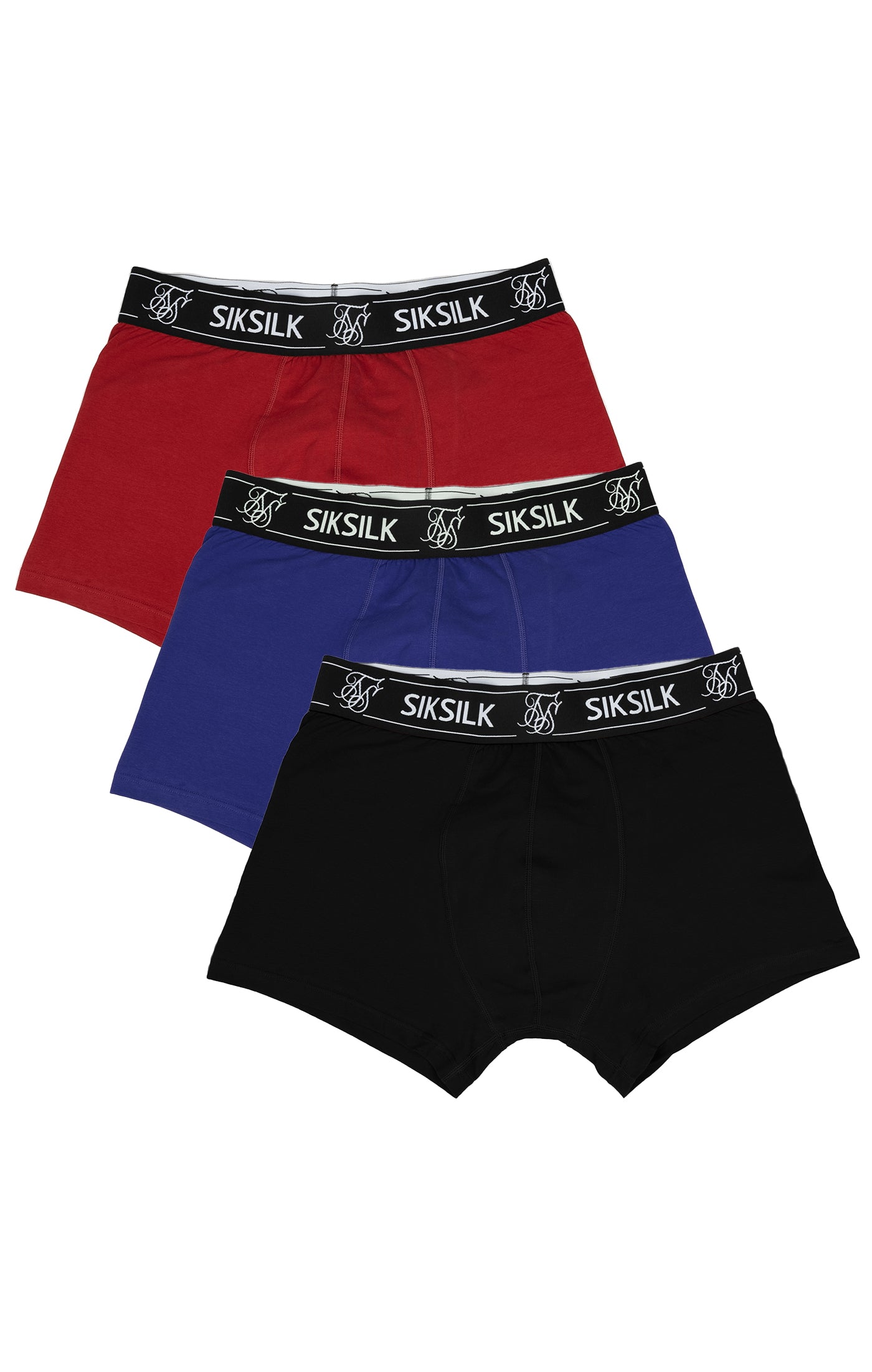 Boxer Multi 3 Pack en sous-vêtements noirs, bleu marine, bordeaux SikSilk   