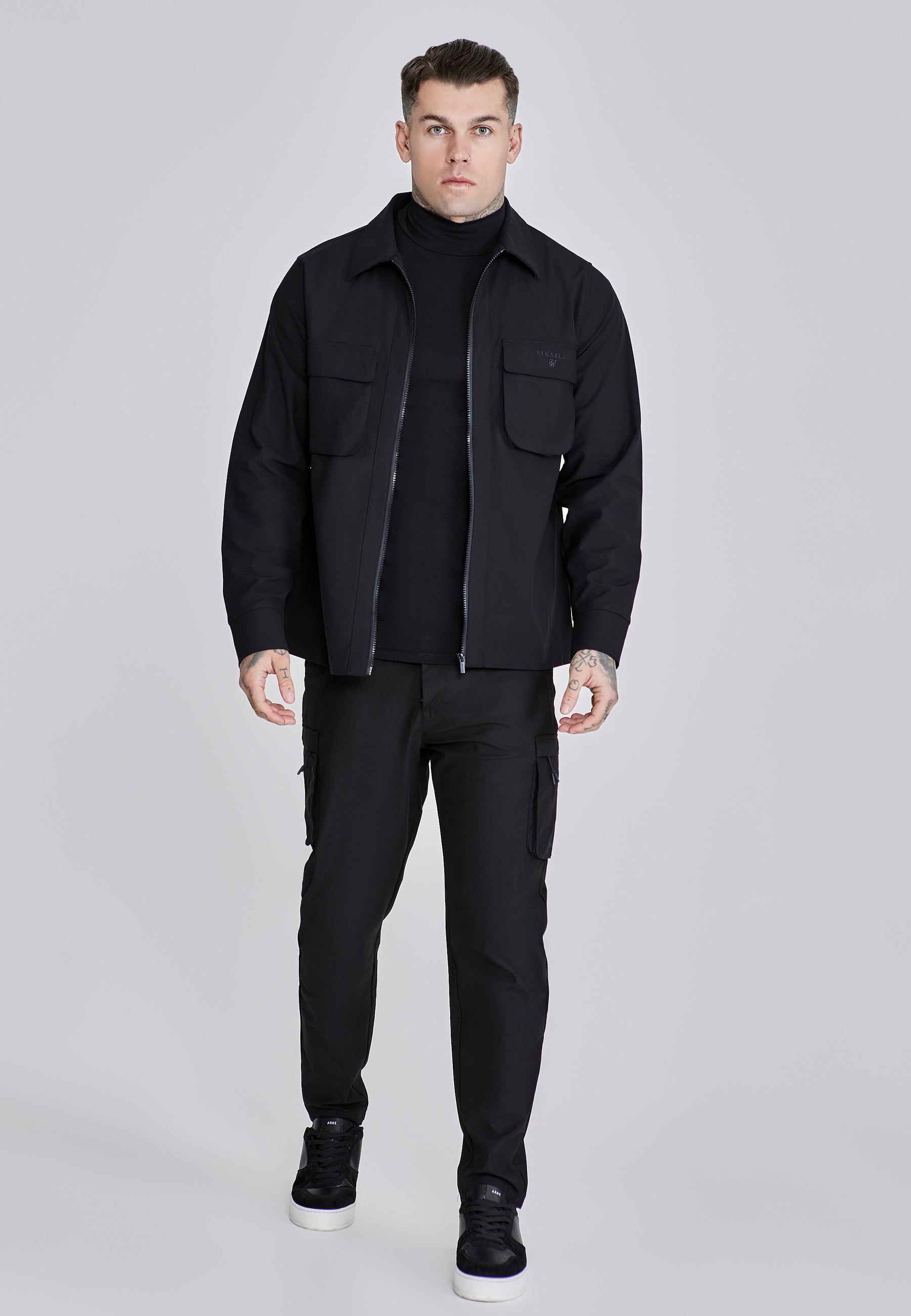 Utility Overshirt in Black Chemises SikSilk