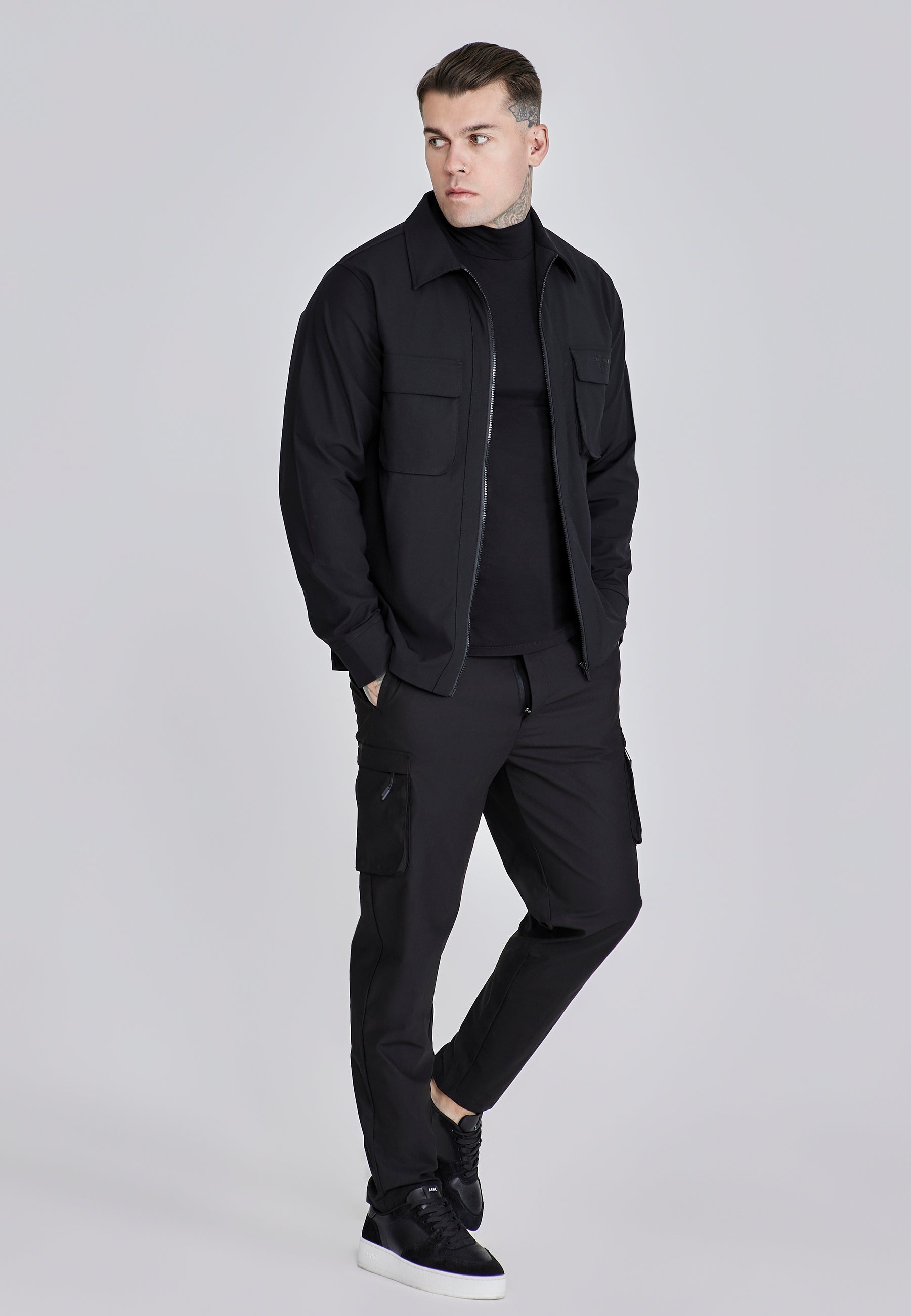 Utility Overshirt in Black Chemises SikSilk