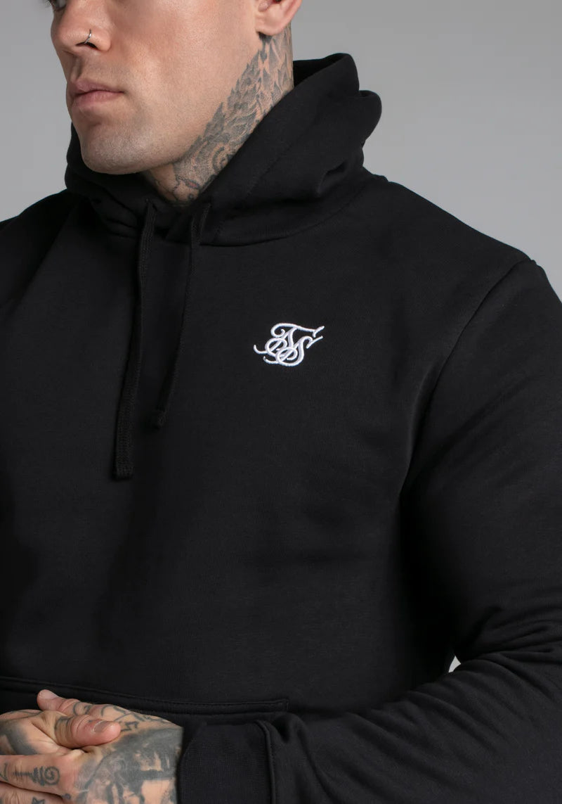 Essential Overhead Hoodie in Black Sweat à capuche SikSilk   