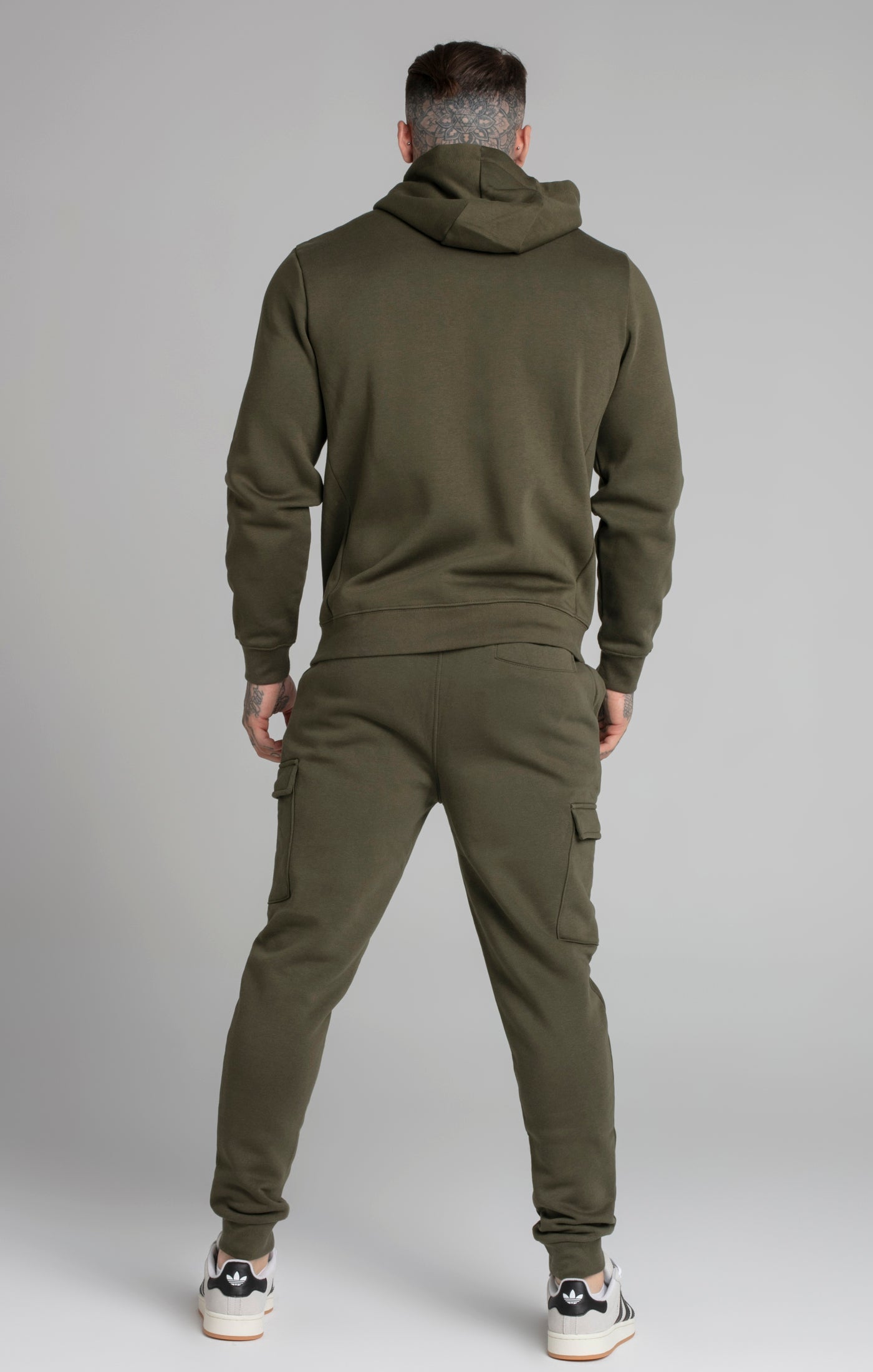 Essential Zip Through Funnel Hoodie in Kaki Sweat à capuche SikSilk   