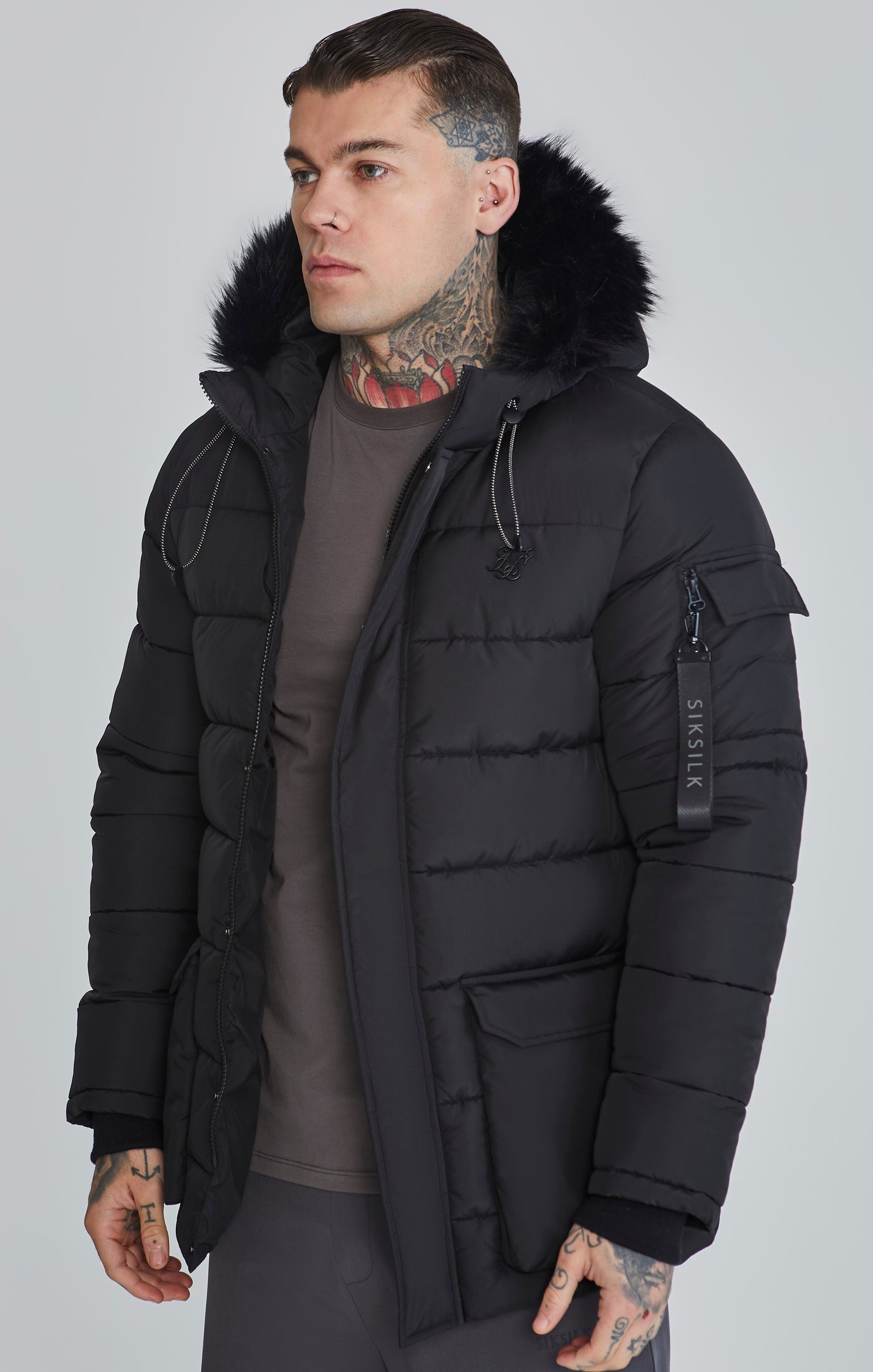 Parka in Black Vestes SikSilk   
