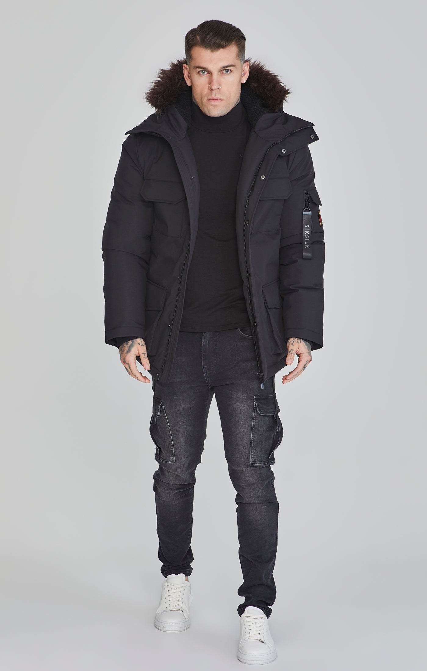 Parka in Black Vestes SikSilk   