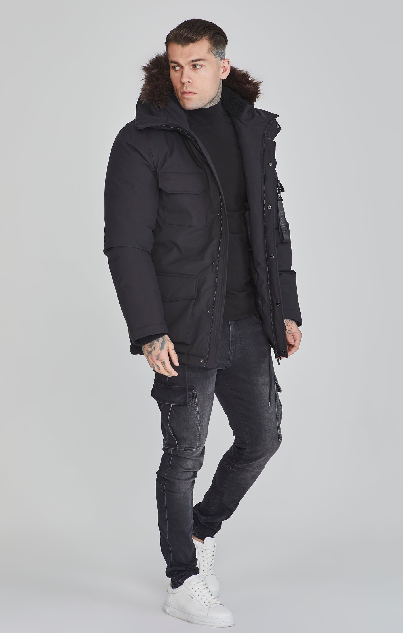 Parka in Black Vestes SikSilk   