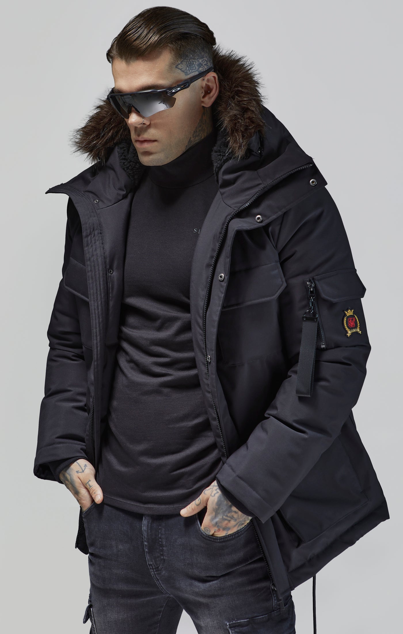 Parka in Black Vestes SikSilk   