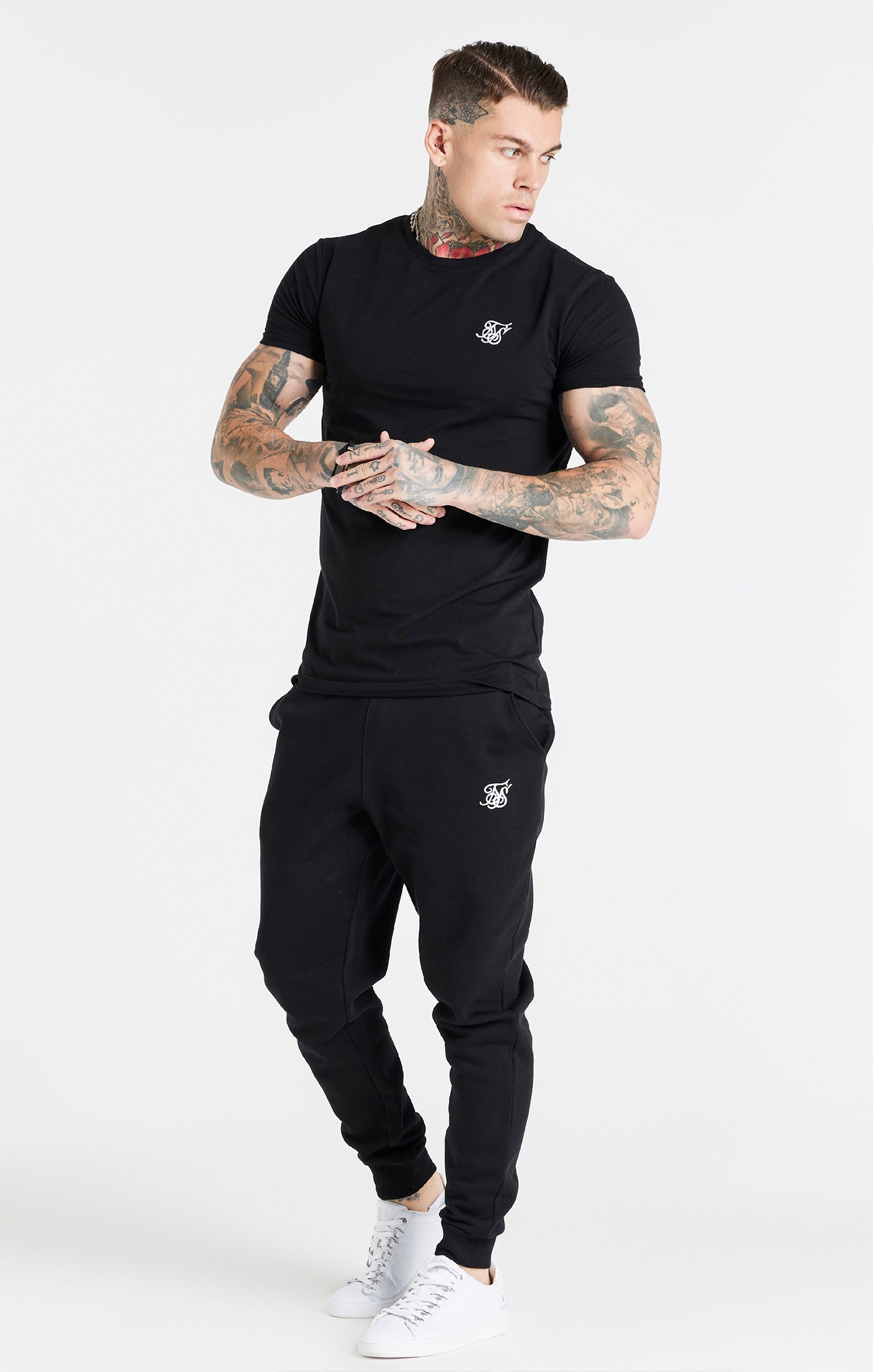 Essential Short Sleeve Muscle Fit T-Shirt in Black T-Shirts SikSilk   