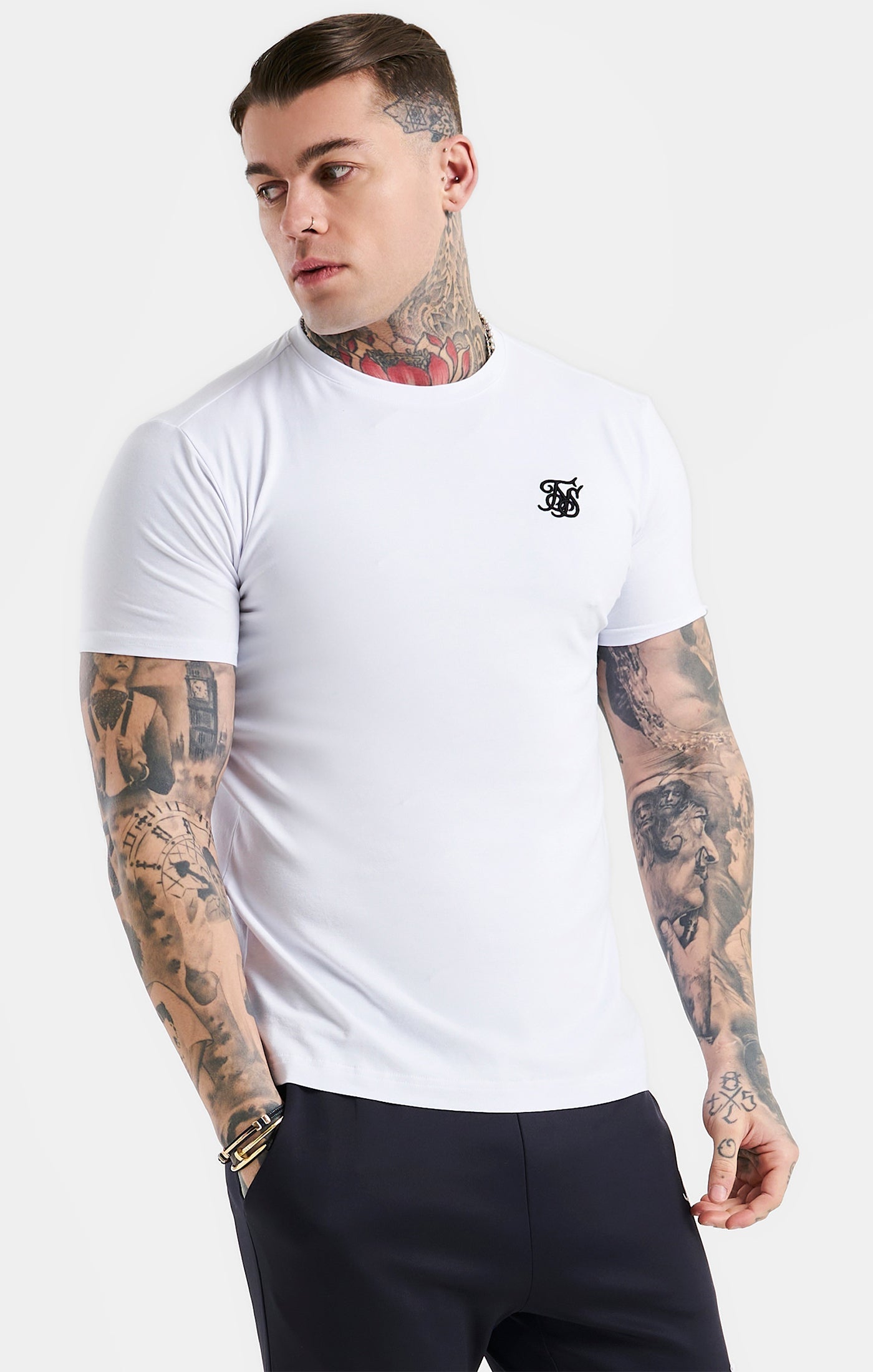 Essential Short Sleeve Muscle Fit T-shirt blanc T-shirts SikSilk   