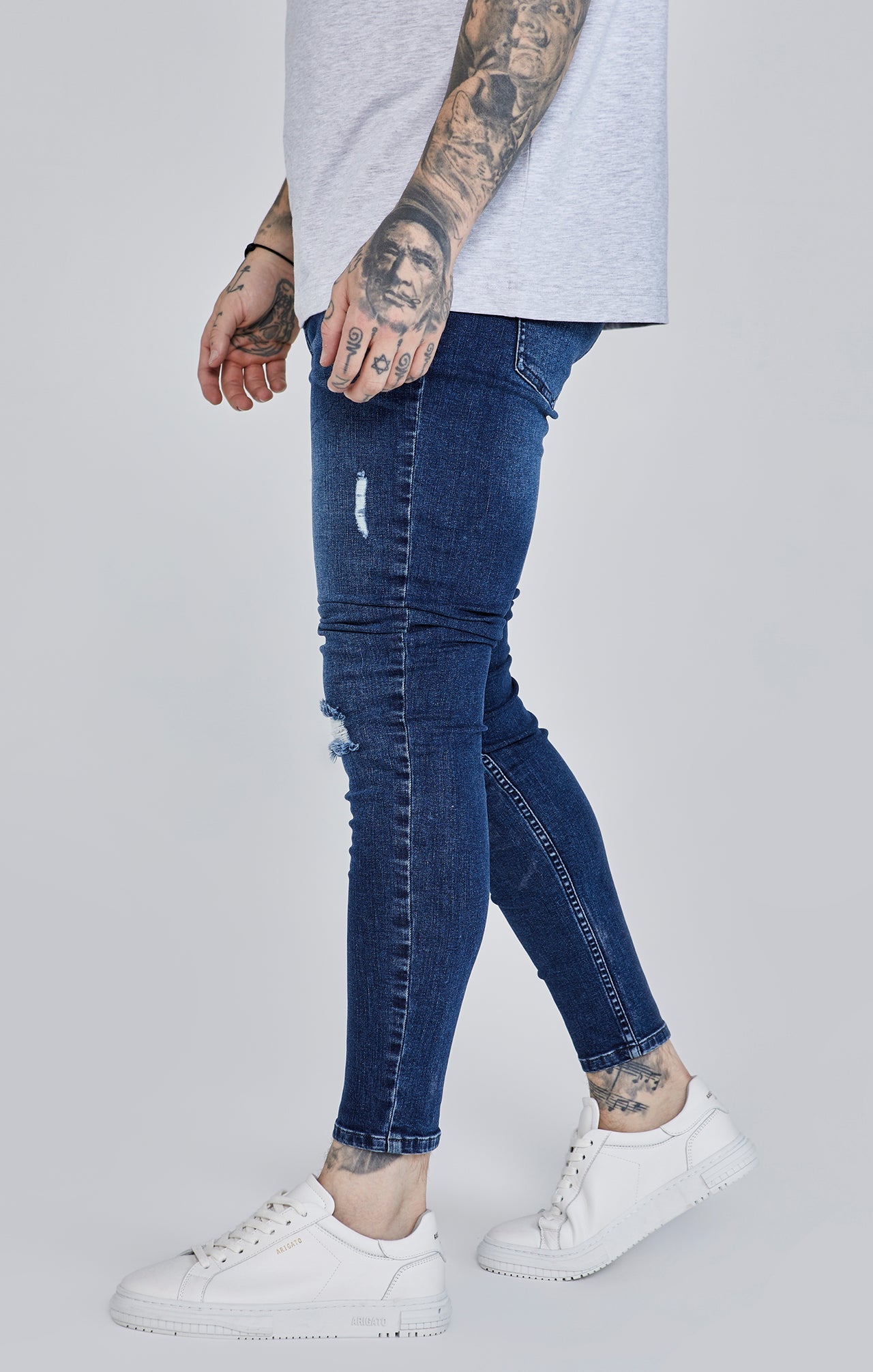 Jeans Distressed Skinny en bleu Jeans SikSilk   