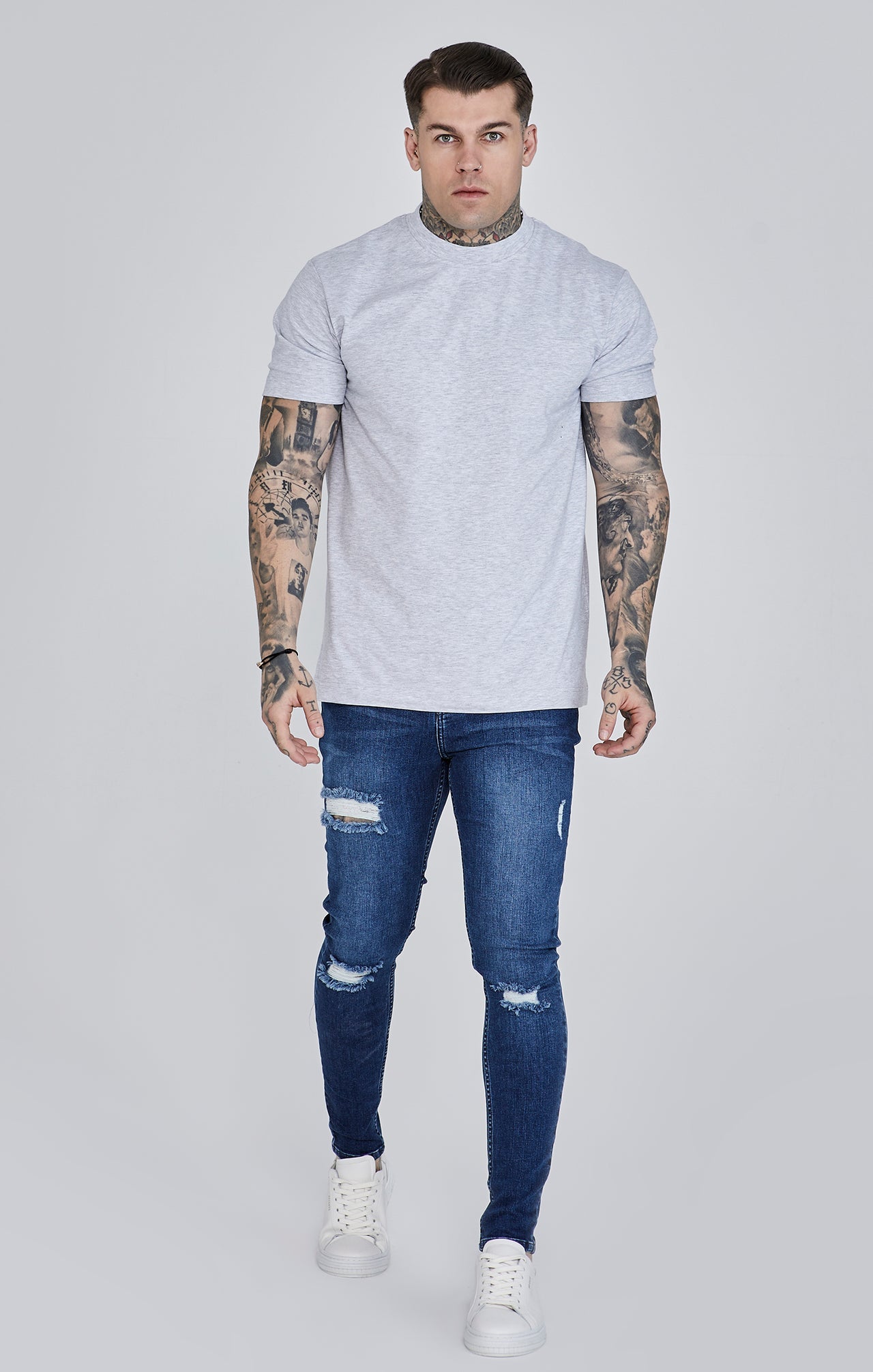 Jeans Distressed Skinny en bleu Jeans SikSilk   