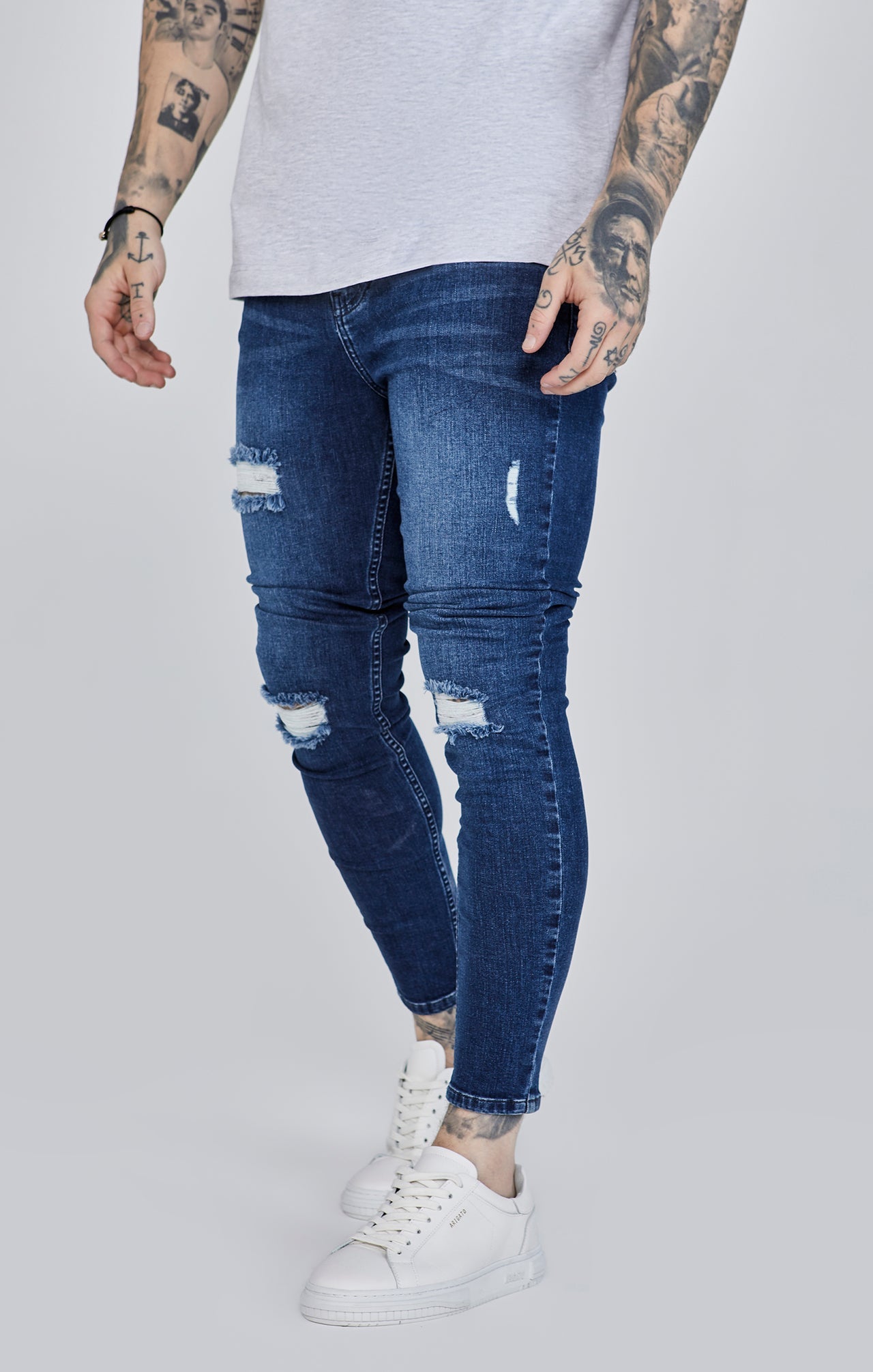 Jeans Distressed Skinny en bleu Jeans SikSilk   