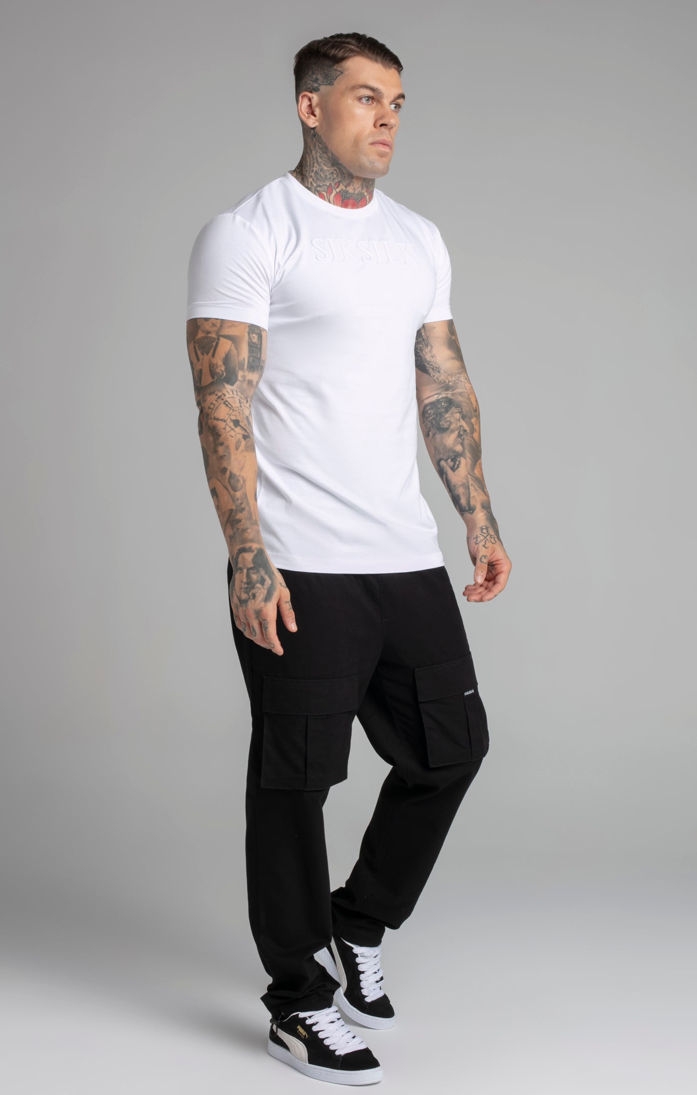 T-shirt Muscle Fit en blanc T-shirts SikSilk   