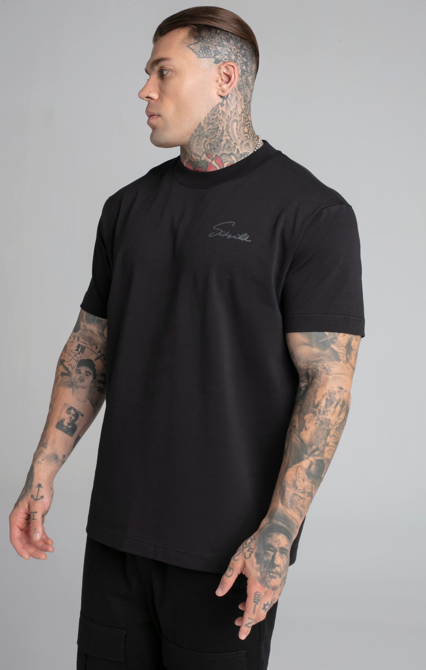 Script T-Shirt in Black T-shirts SikSilk   