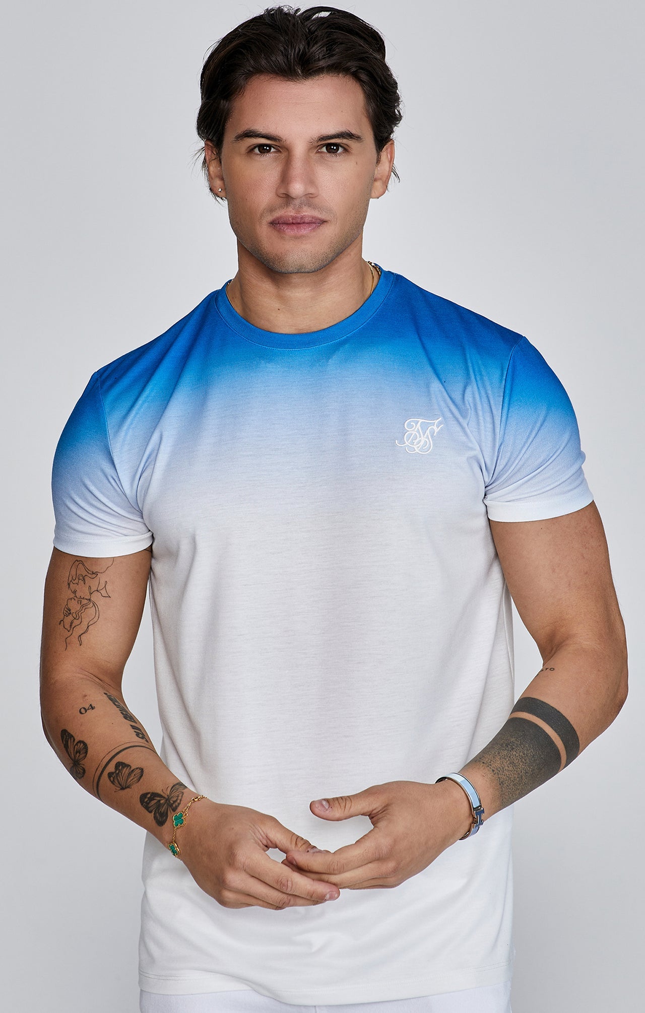 Fade T-shirt en Blue, White T-shirts SikSilk   