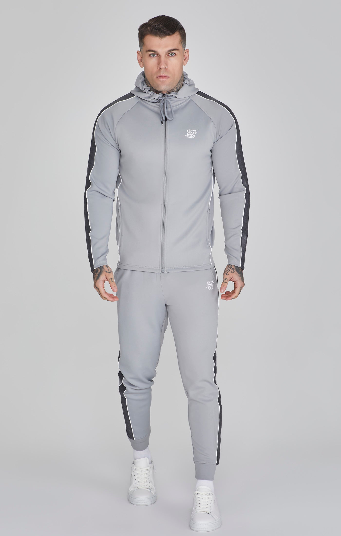 Sweat à capuche et jogging en gris Sets SikSilk   