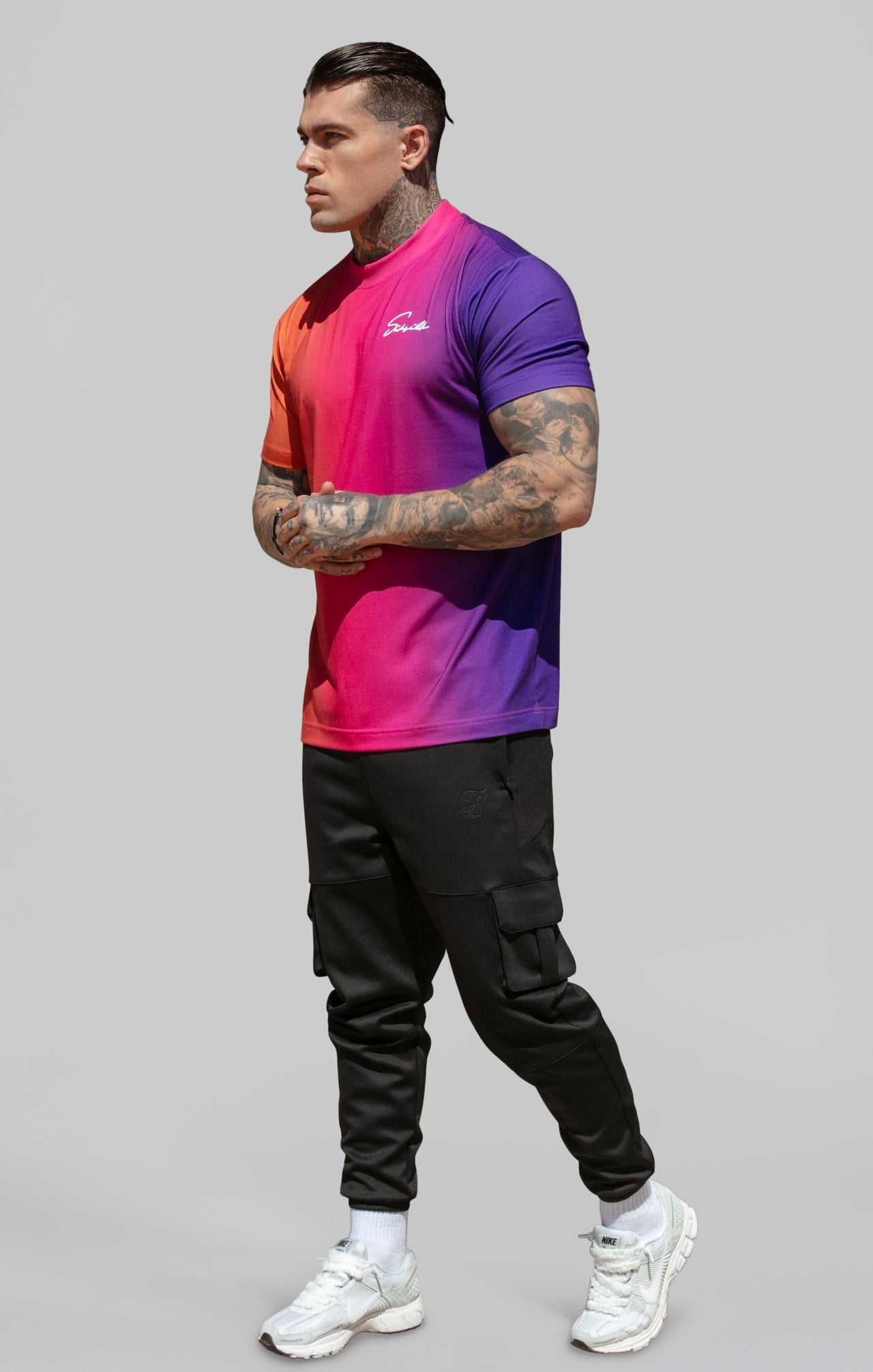 Script Fade T-shirt rose, violet T-shirts SikSilk   